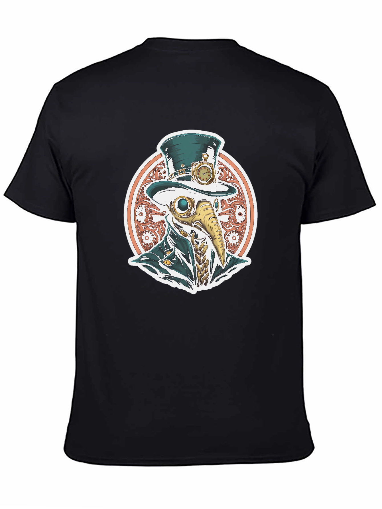 Black Steampunk Plague Doctor Graphic T-Shirt view 4
