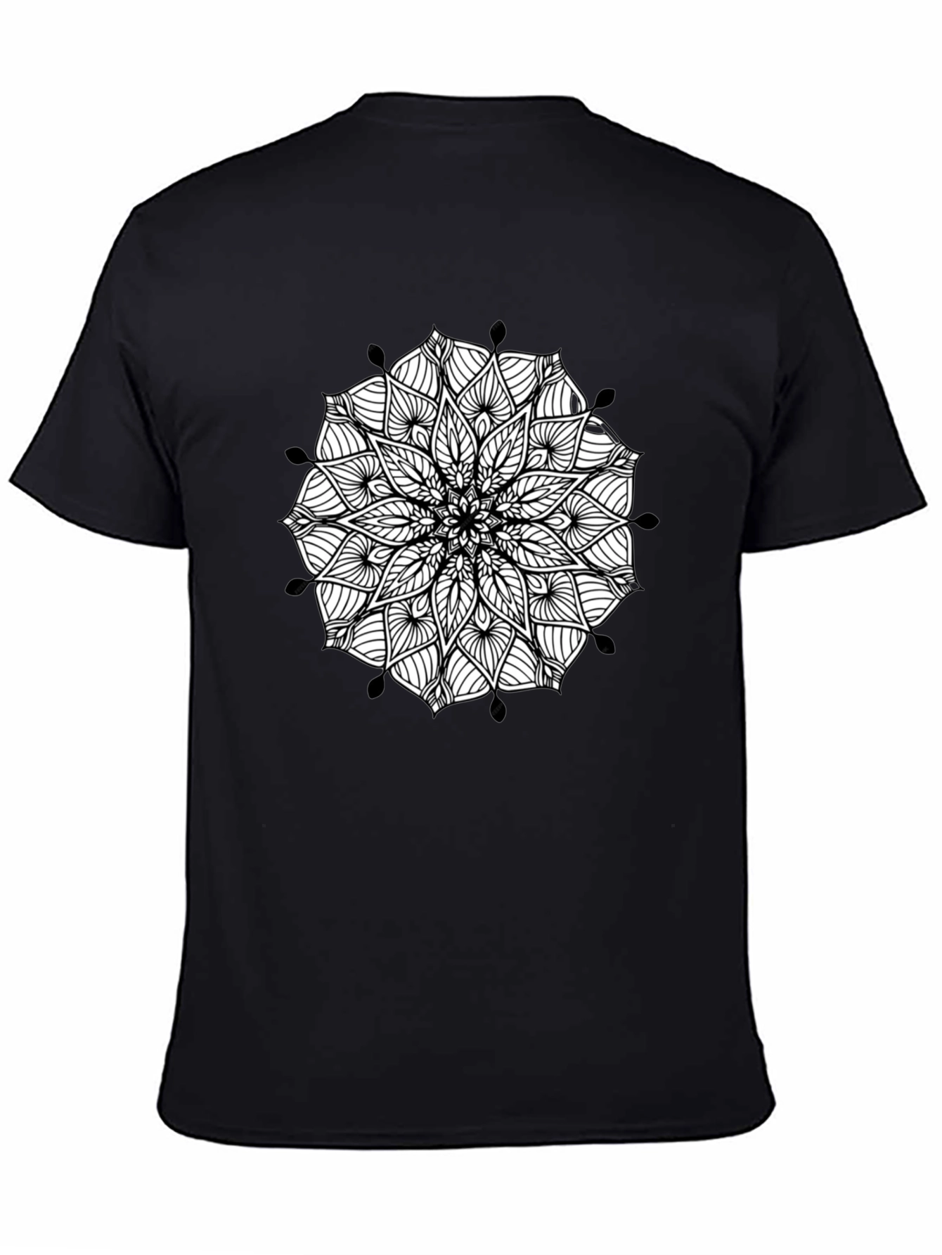 Black Mandala Graphic Black T-Shirt - Artistic Casual Wear view 4
