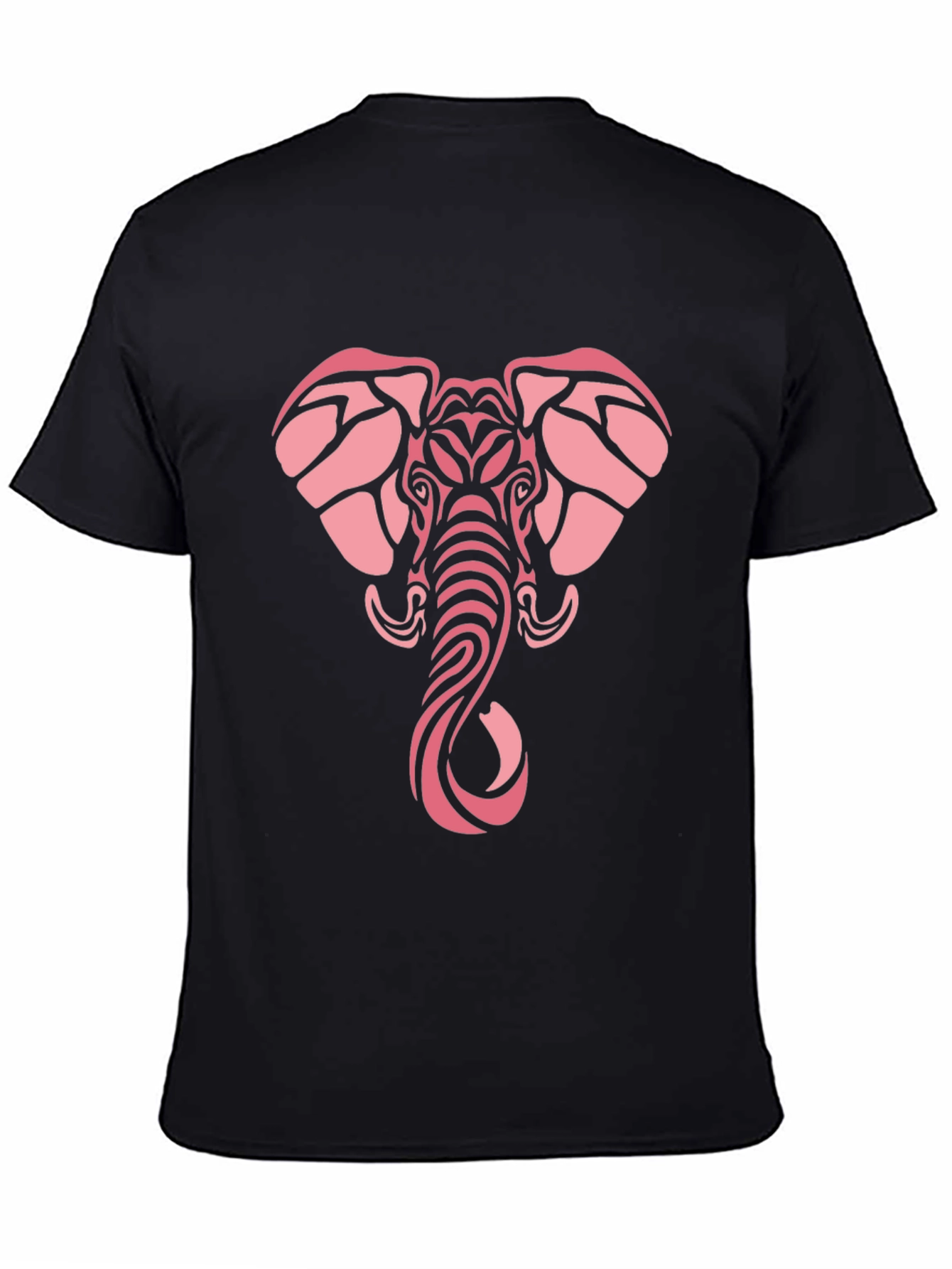Black Tribal Elephant Graphic Tee - Black Cotton Comfort view 4