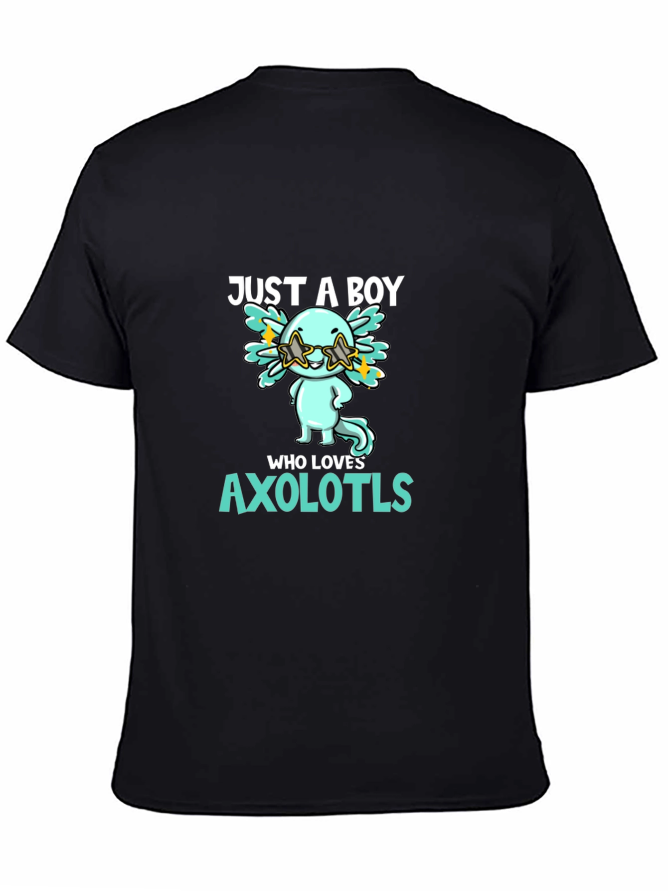 Black Just A Boy Who Loves Axolotls T-Shirt view 4