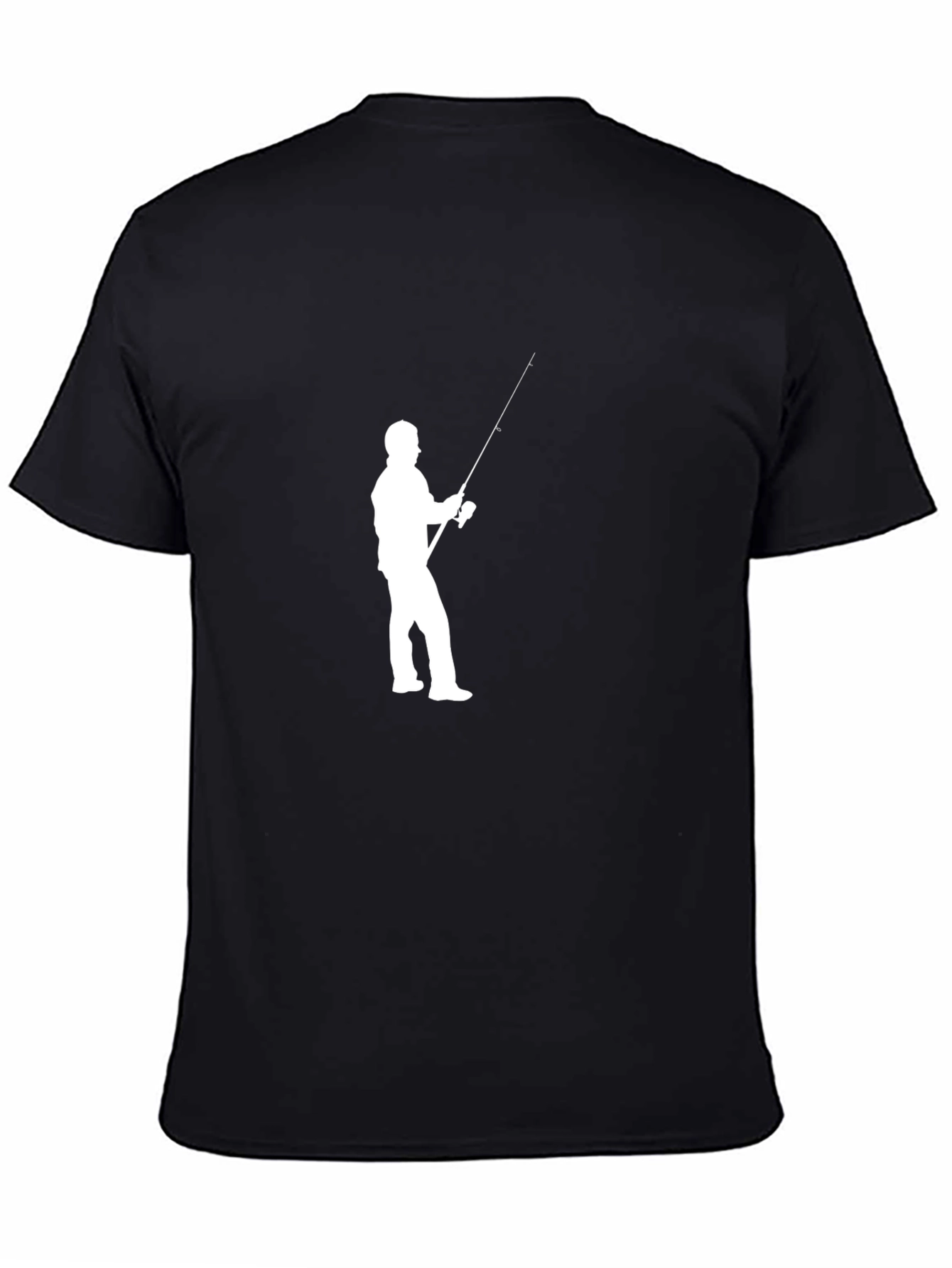 Black Fishing Silhouette Black T-Shirt view 4