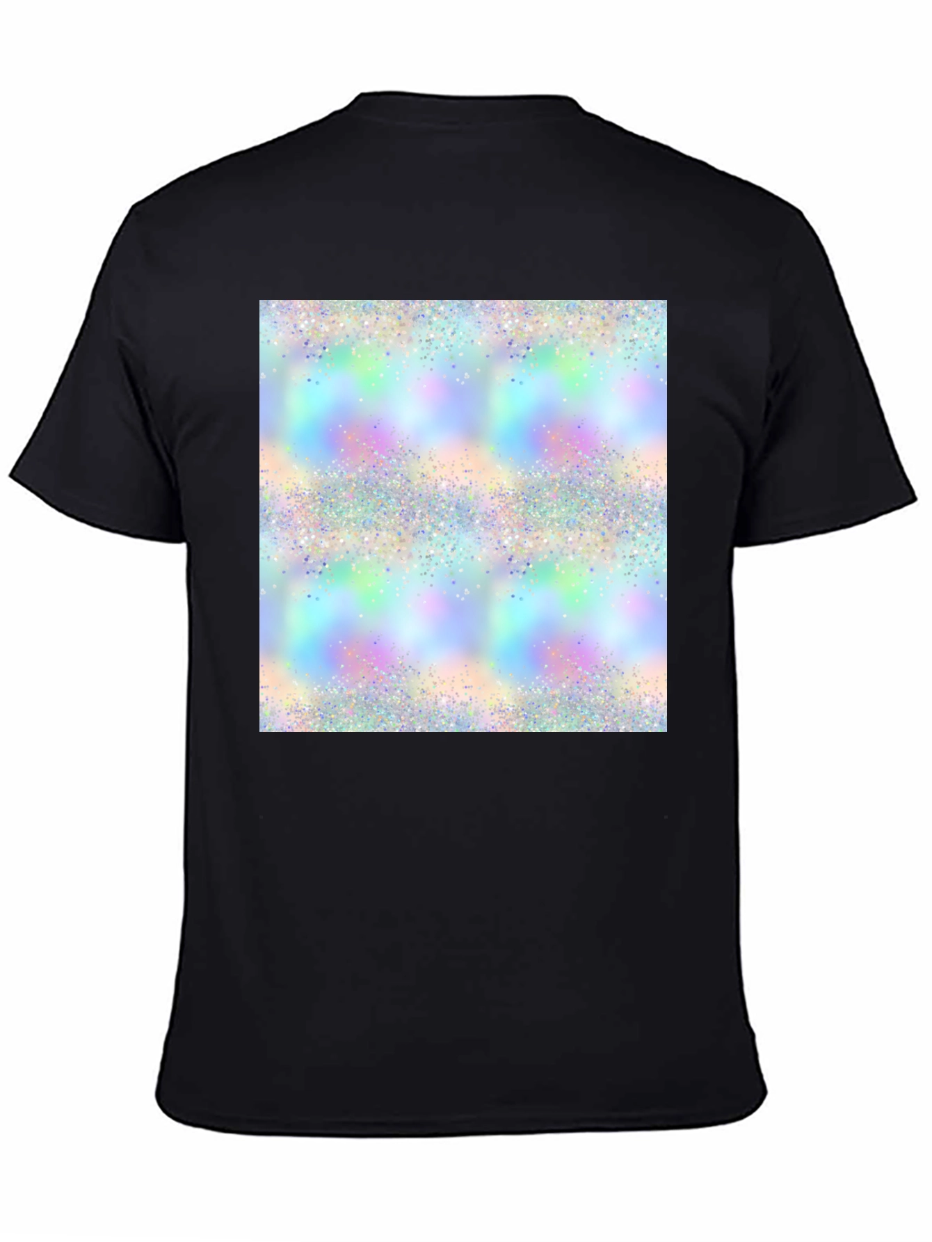 Black Holographic Sparkle Print Black T-Shirt view 4
