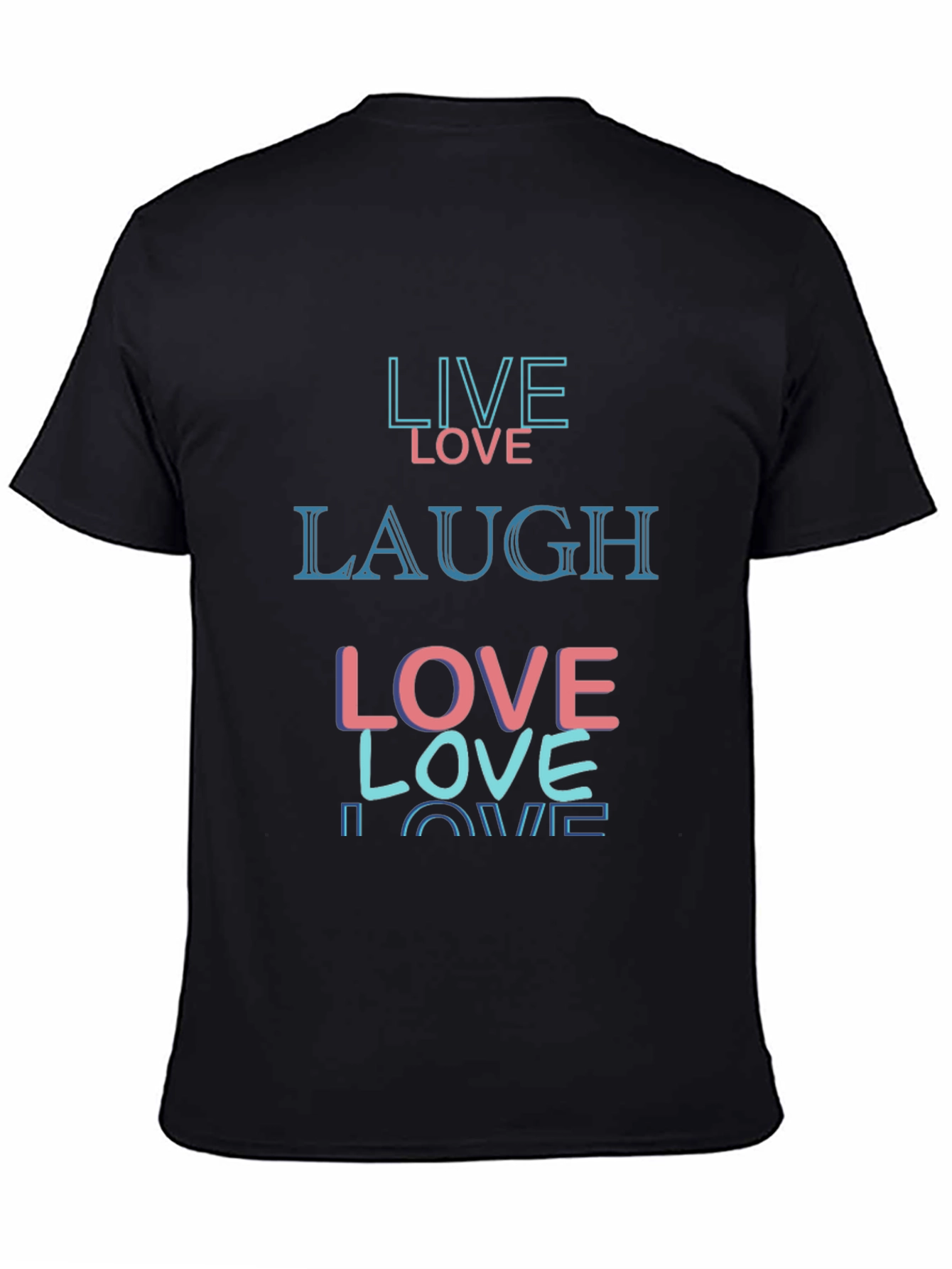 Black Live Love Laugh Graphic Tee - Black Casual Shirt view 4