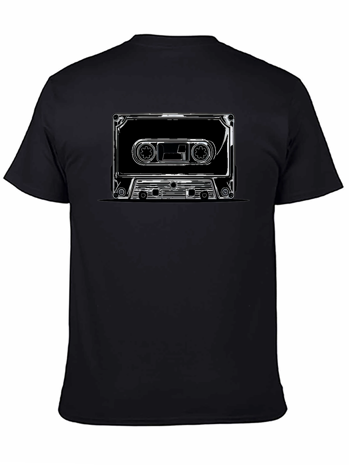 Black Retro Cassette Tape Graphic T-Shirt - Classic Music Tee view 4