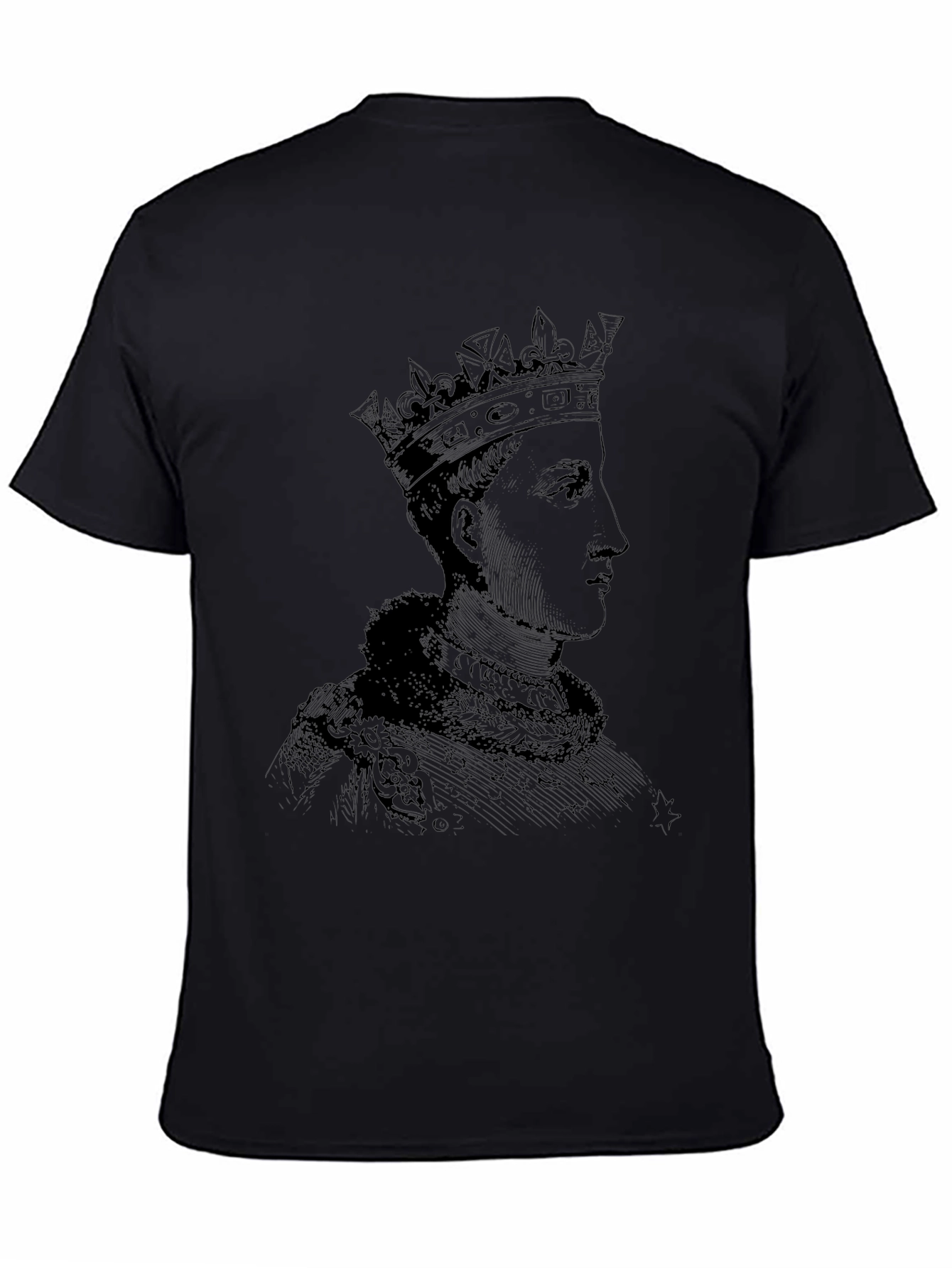 Black Royal Portrait Graphic Tee - Black Cotton T-Shirt view 4