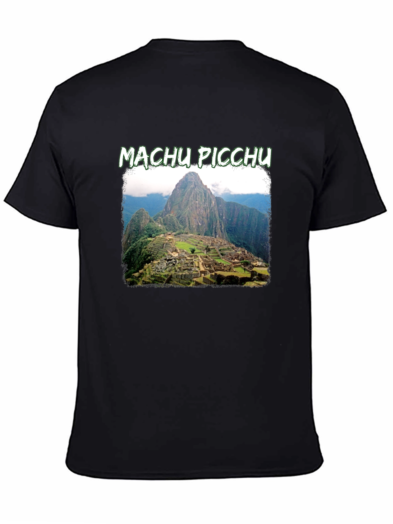 Black Machu Picchu Graphic Tee | Black Crew Neck T-Shirt view 4