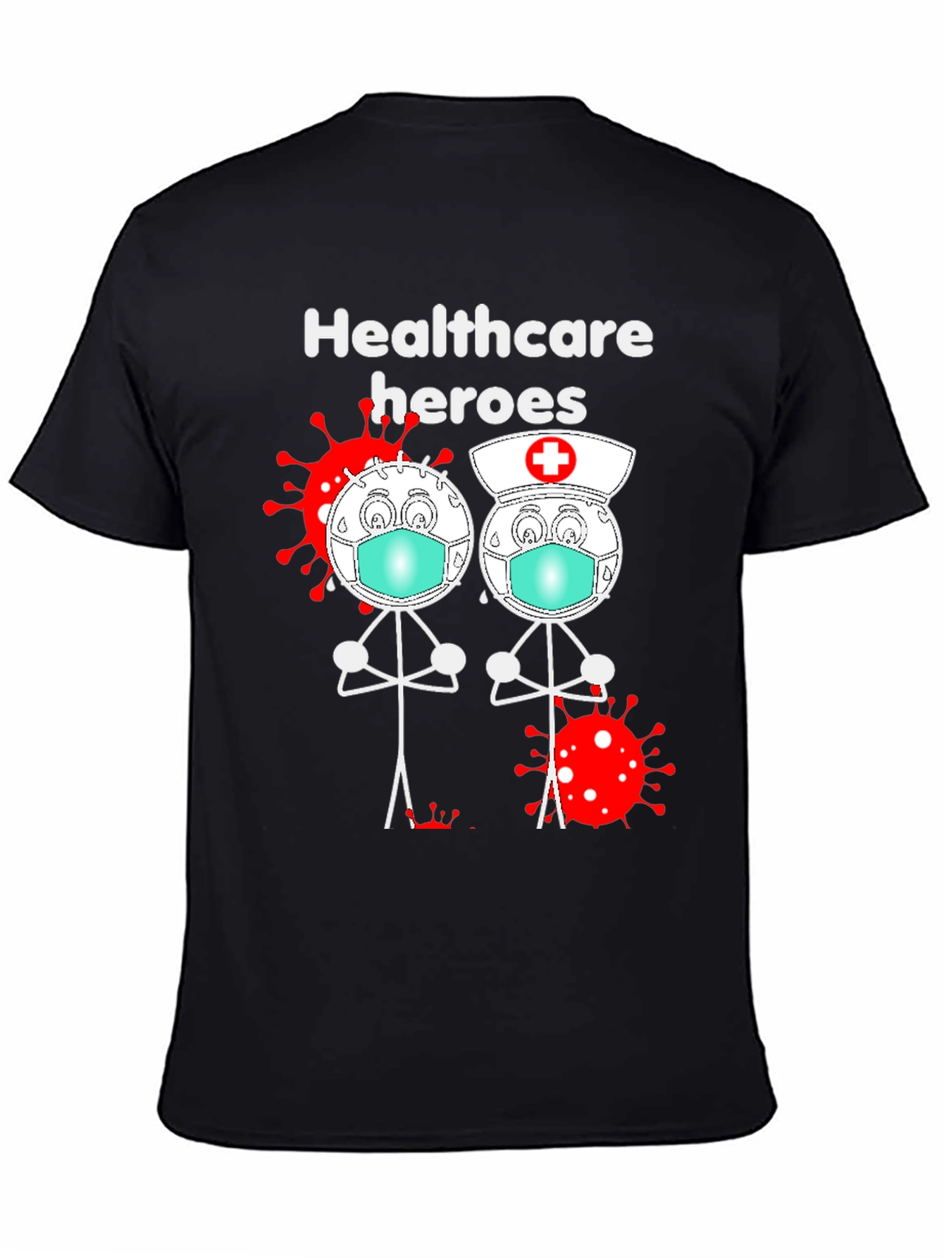 Black Healthcare Heroes Graphic T-Shirt view 4