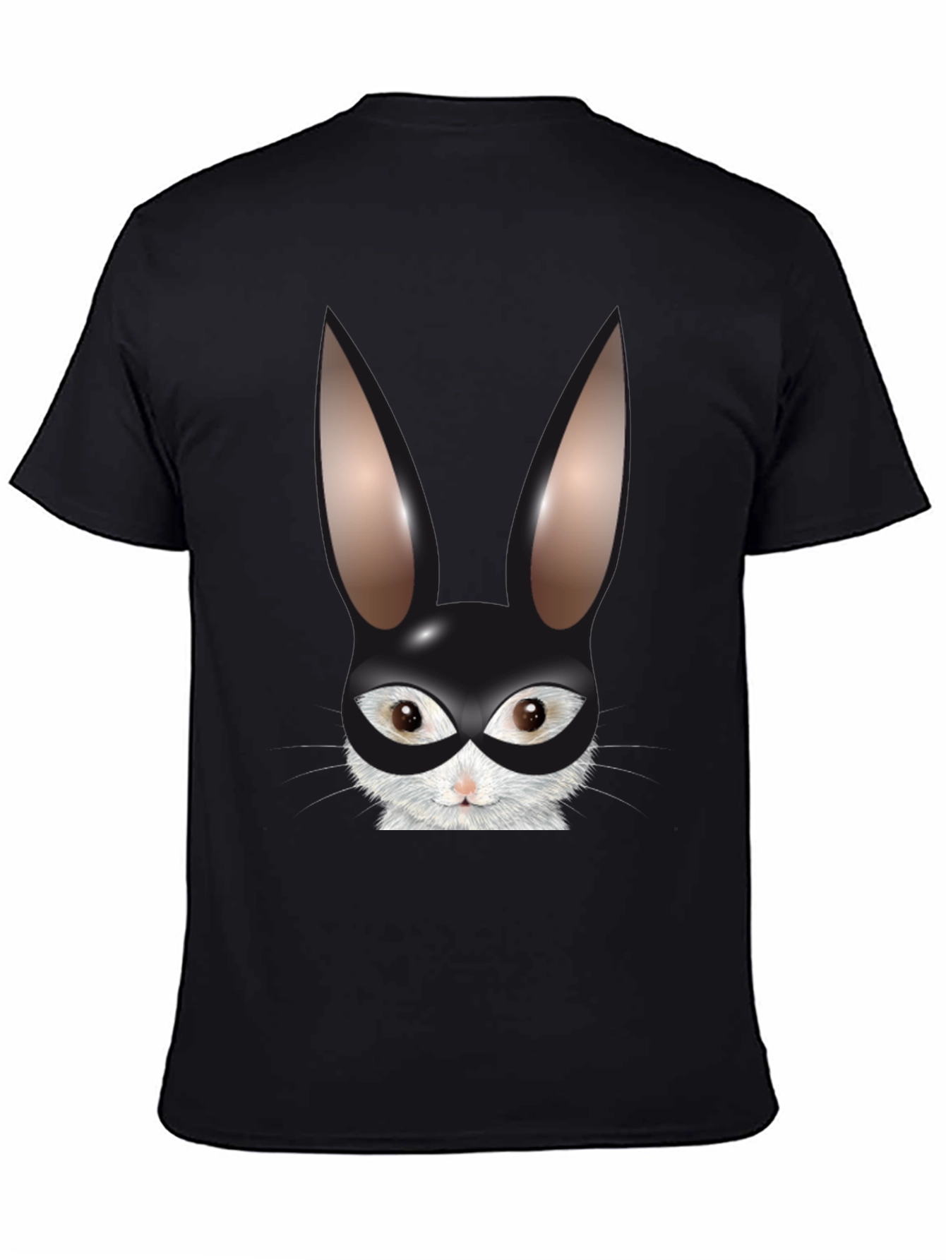 Black Bunny Mask Graphic Tee - Black Cotton Blend T-Shirt view 4