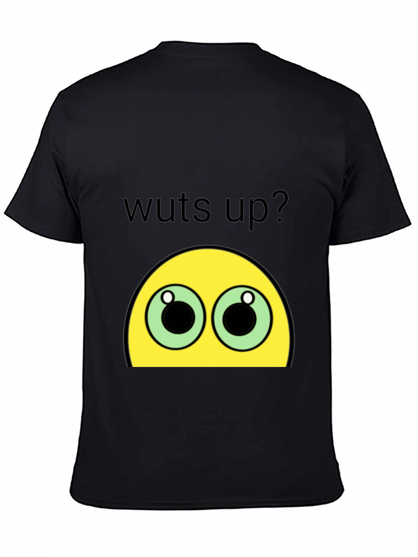 Black Funny Wuts Up? Emoji Black T-Shirt view 4