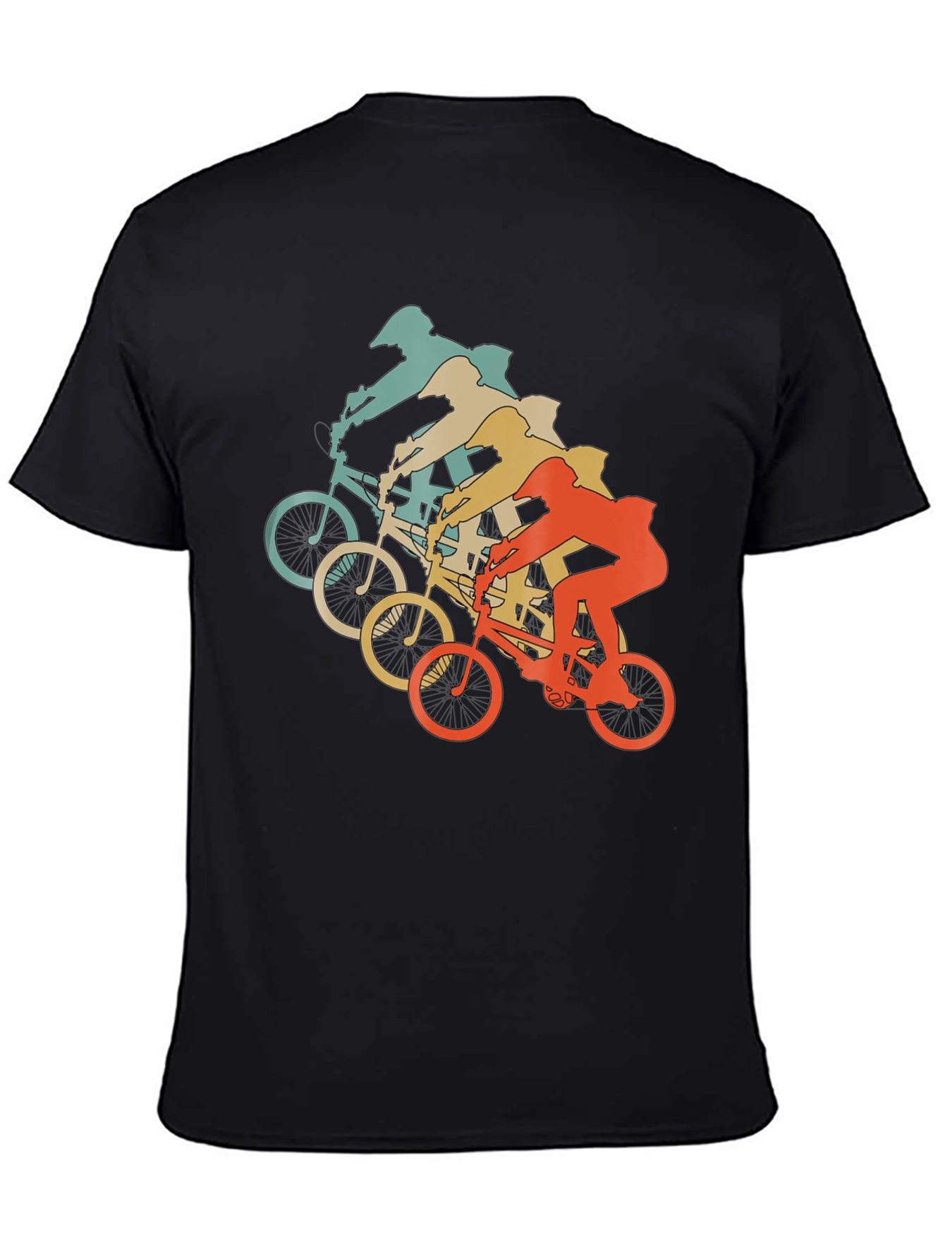 Black Vintage Mountain Biker Graphic T-Shirt - Retro Cycling Tee view 4