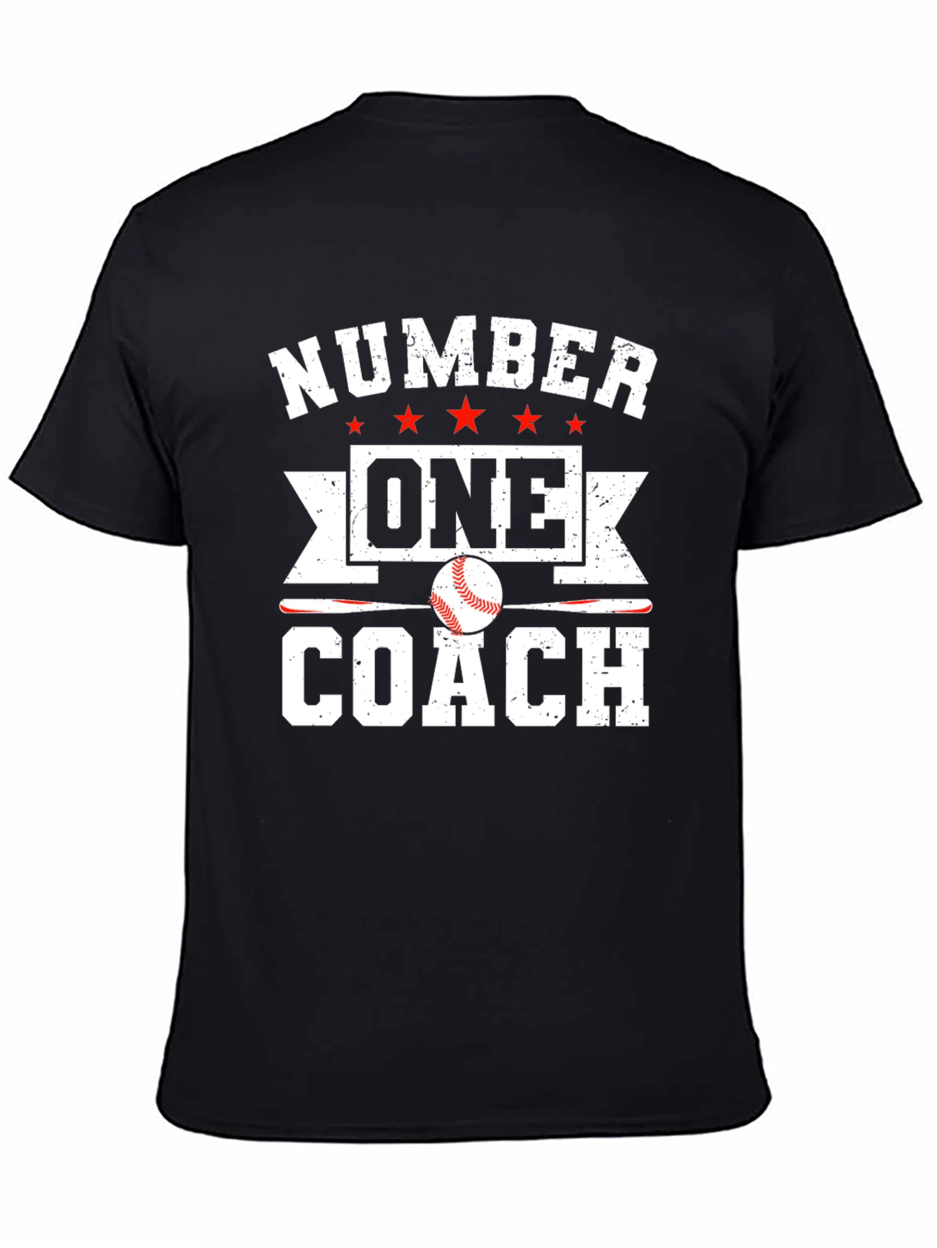 Black Number One Baseball Coach Graphic T-Shirt view 4