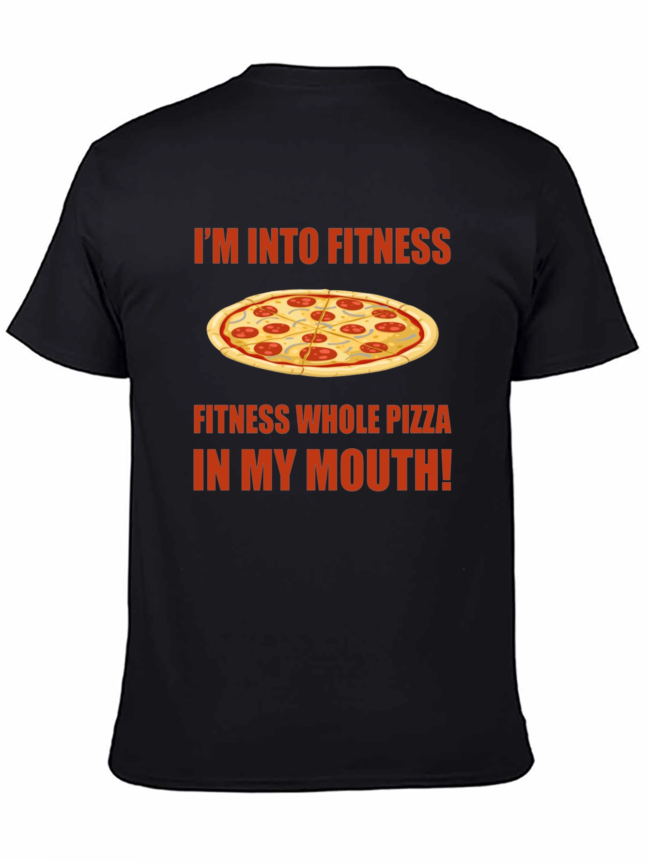 Black Funny Pizza Fitness Graphic T-Shirt view 4