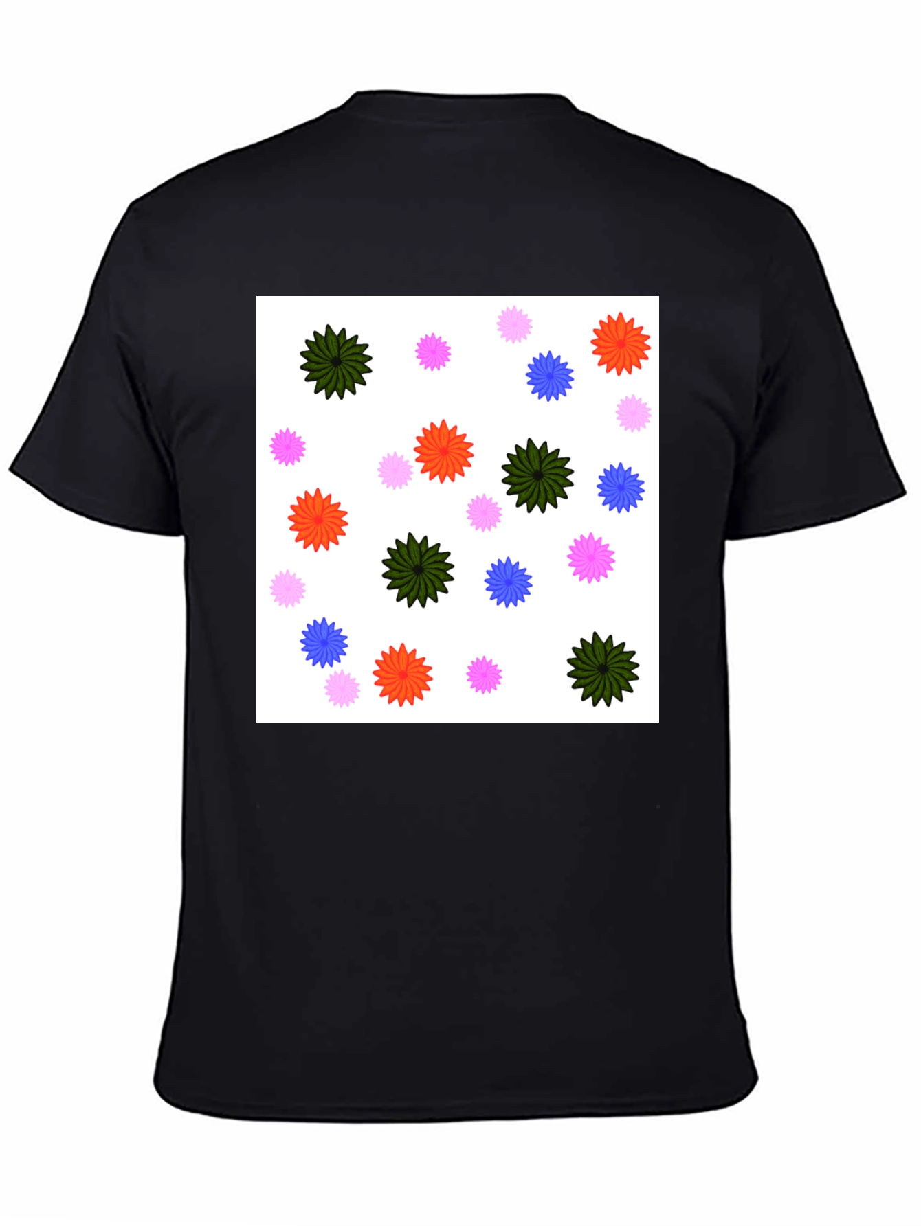 Black Floral Patterned Black T-Shirt view 4