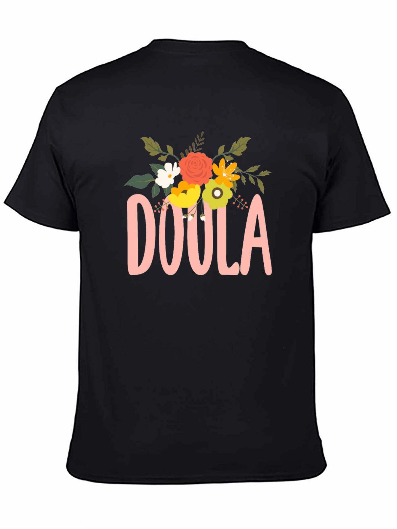 Black Floral Doula T-Shirt view 4