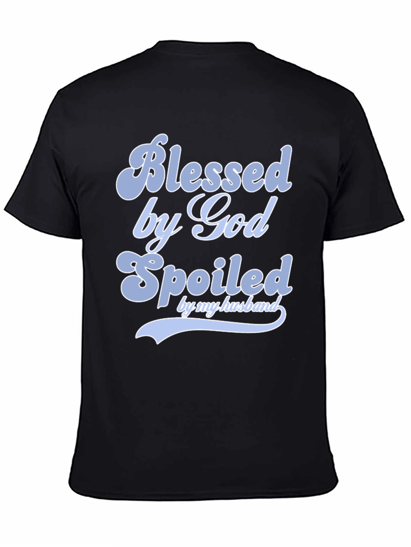 Black Blessed by God Spoiled by Husband T-Shirt view 4
