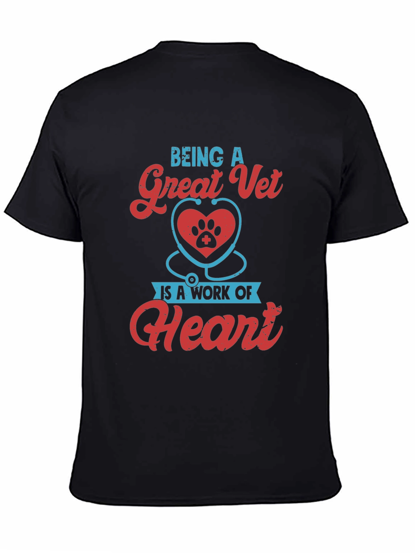 Black Great Vet Heart Paw T-Shirt - Veterinarian Gift view 4