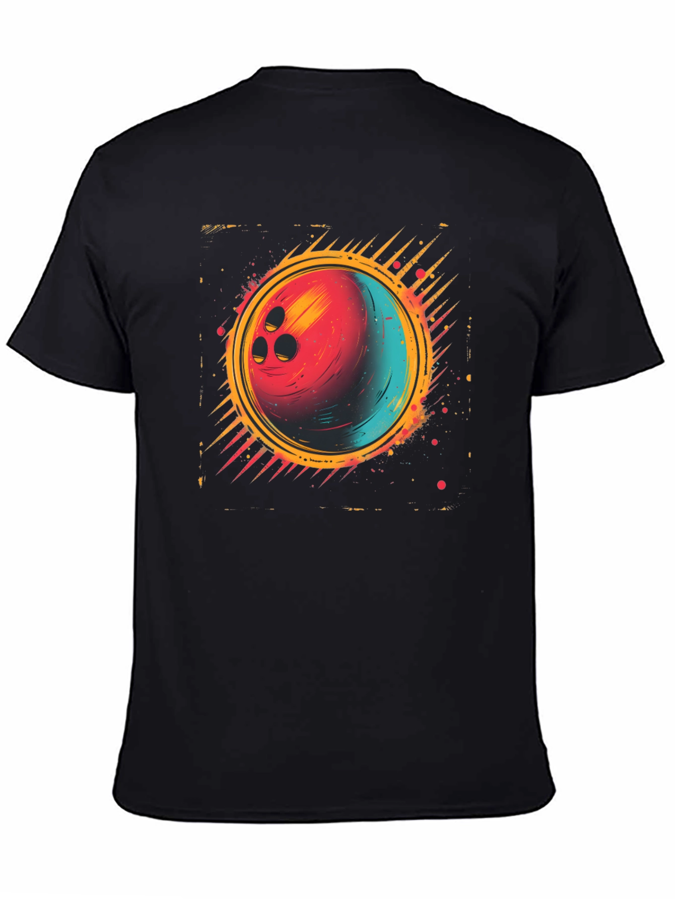 Black Retro Bowling Ball Graphic Tee view 4