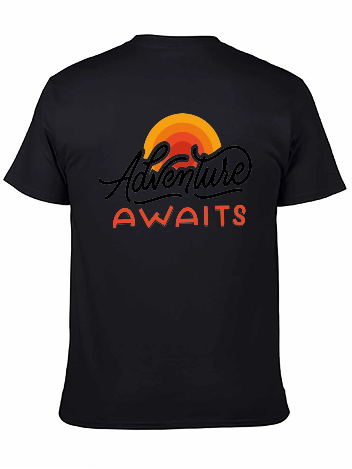 Black Adventure Awaits Graphic Tee - Black Unisex T-Shirt view 4