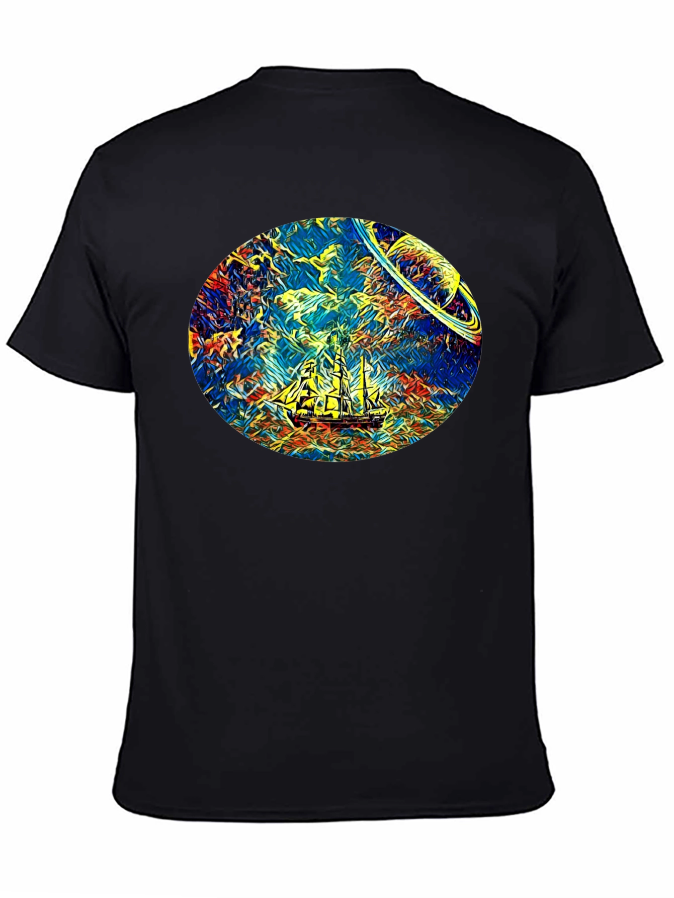 Black Space Sailing T-Shirt - Artistic Design view 4