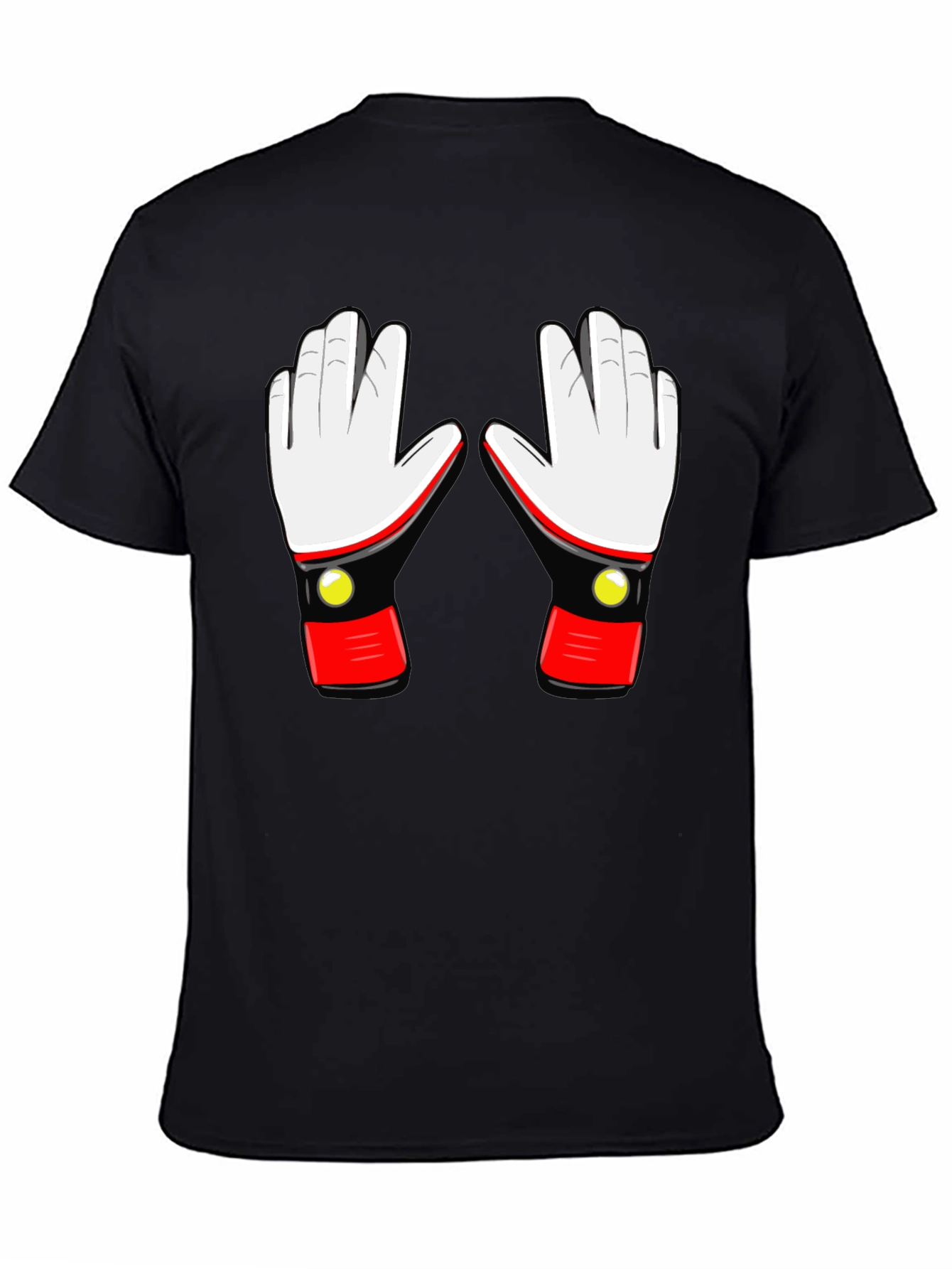 Black Retro Robot Glove Graphic T-Shirt view 4