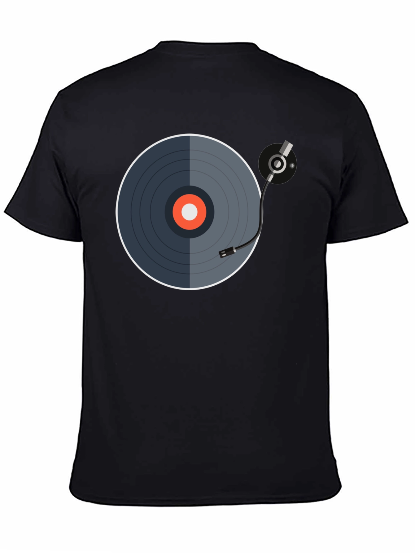 Black Retro Vinyl Record Graphic Tee - Black view 4
