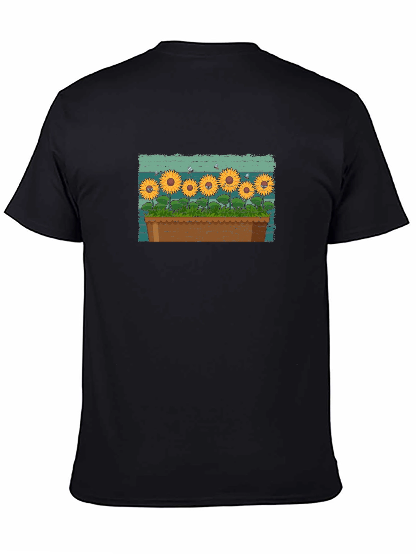 Black Sunflower Garden T-Shirt - Unique Graphic Tee view 4