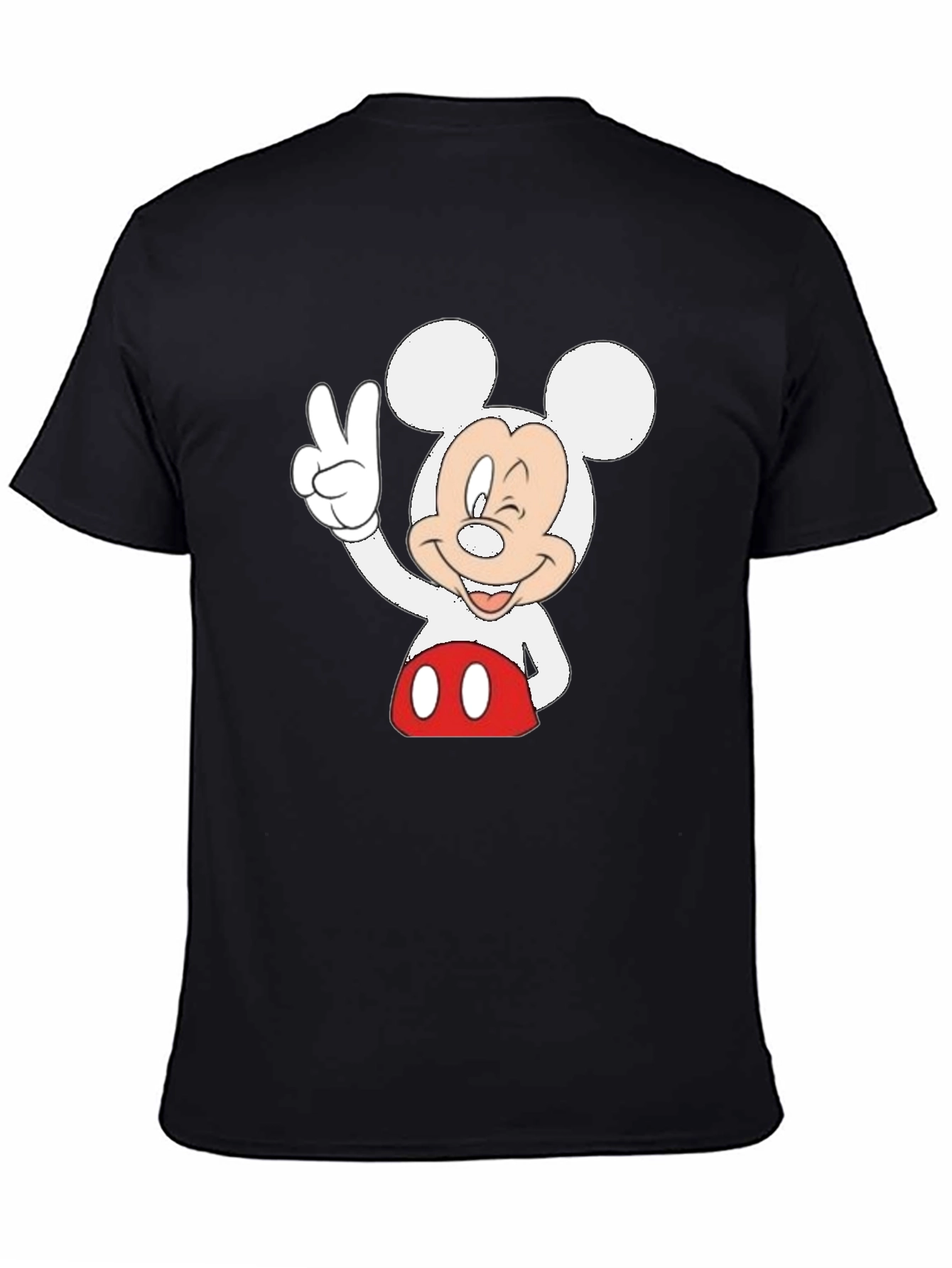 Black Mickey Mouse Peace Sign Black Graphic Tee view 4