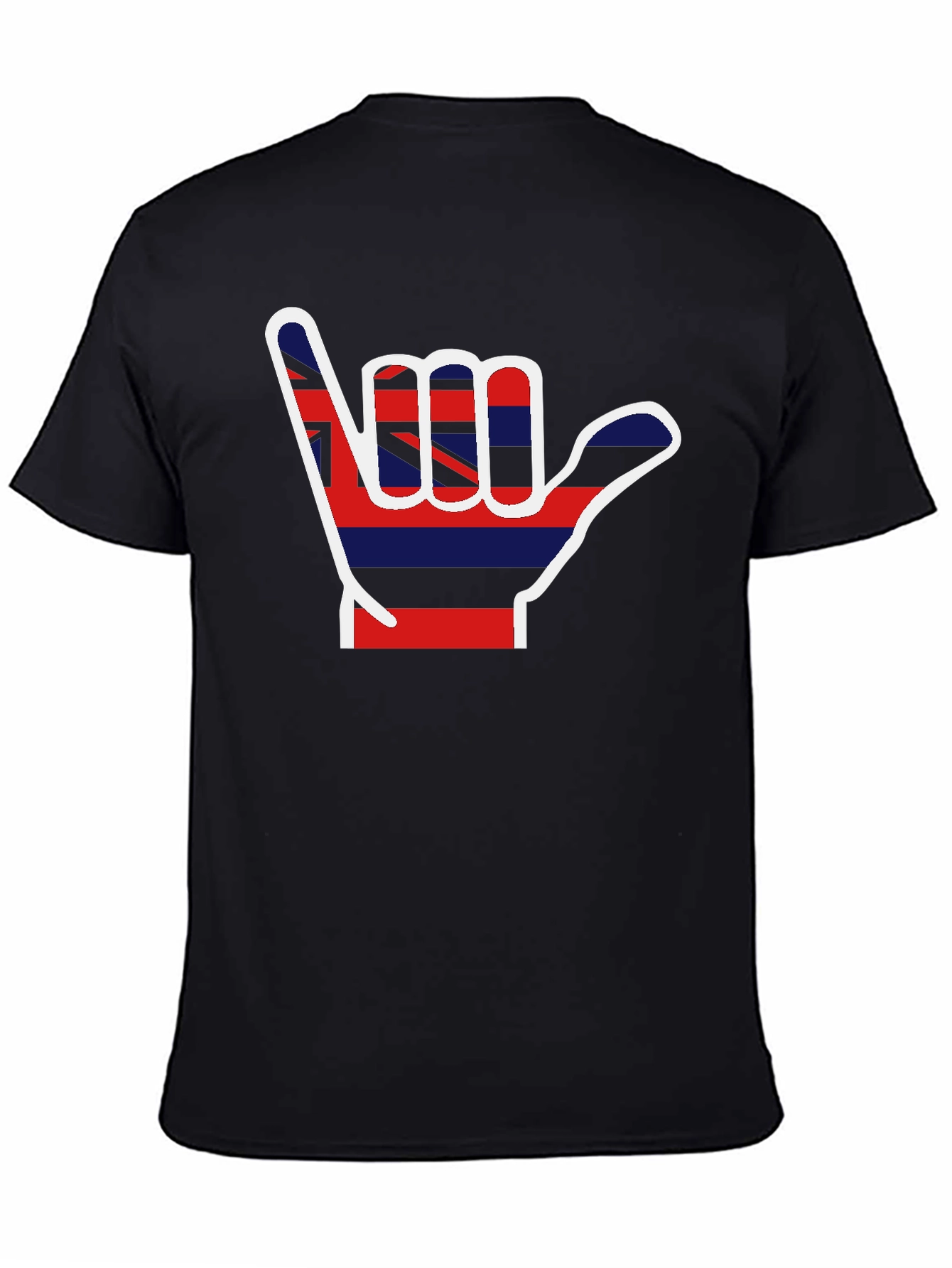 Black Hang Loose Hawaiian Flag Shaka Graphic T-Shirt view 4