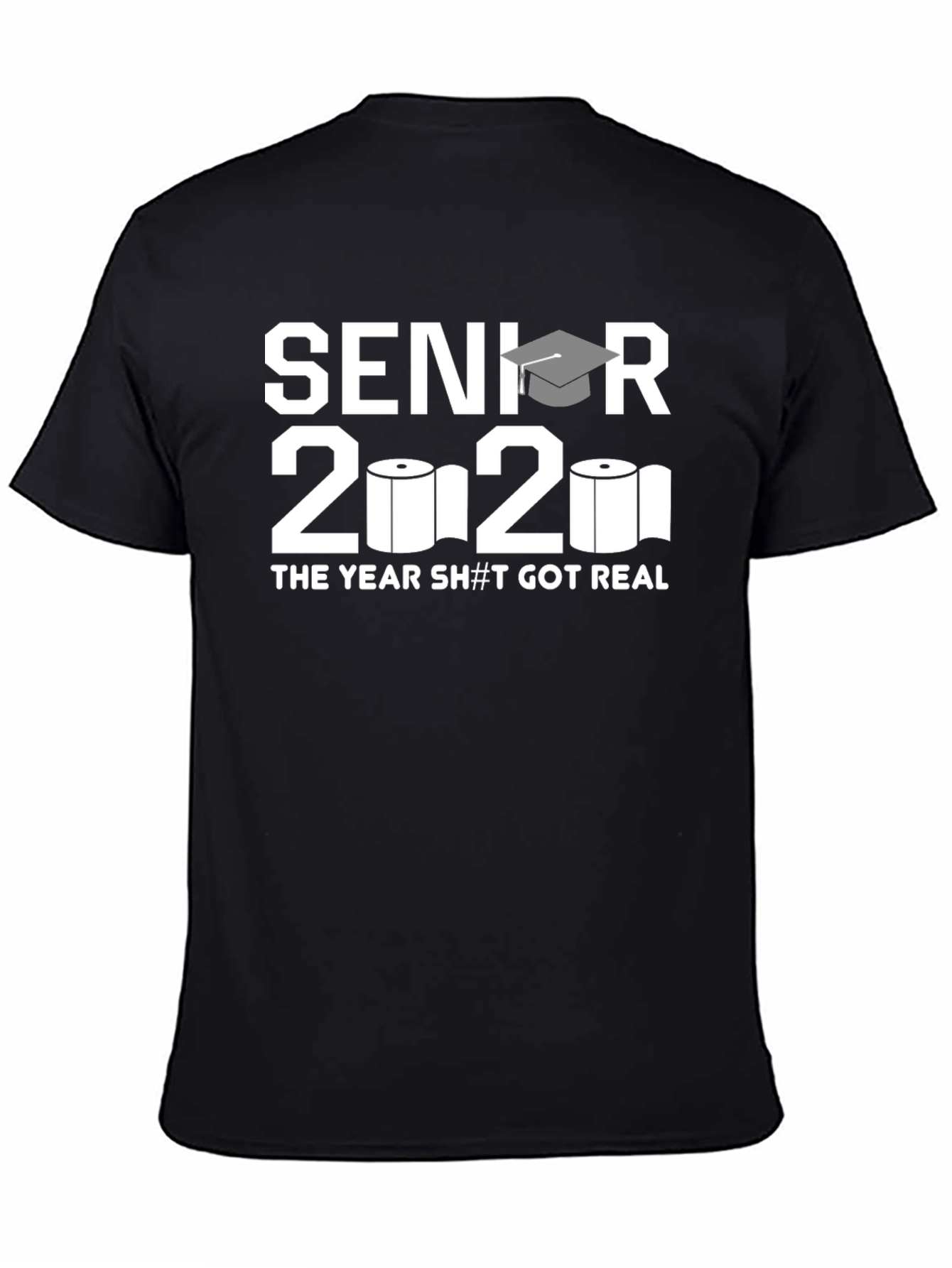 Black Senior 2020 Toilet Paper Black T-Shirt view 4