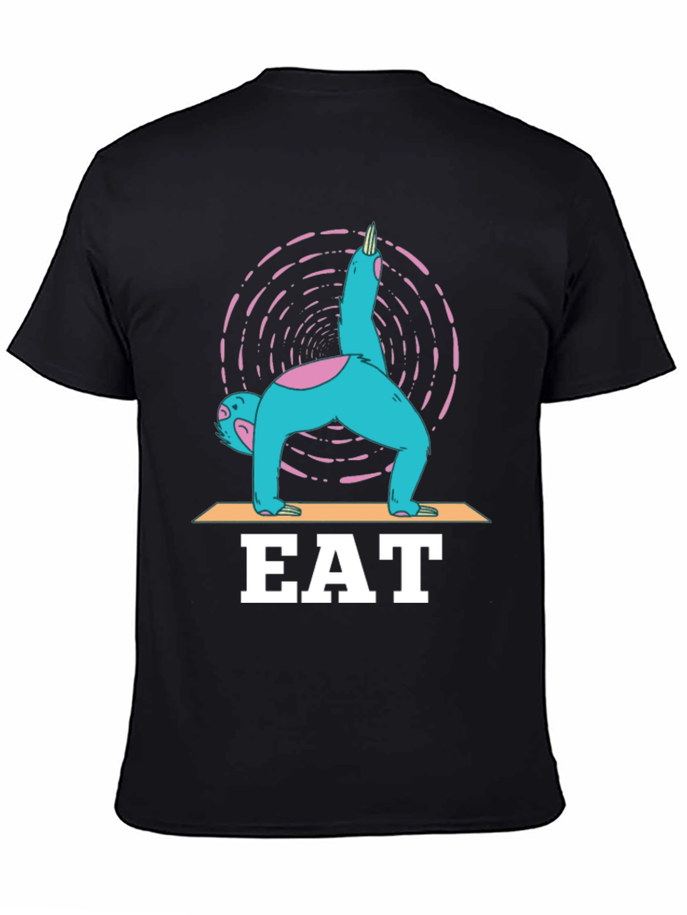 Black Yoga Sloth EAT T-Shirt - Relax and Recharge! view 4