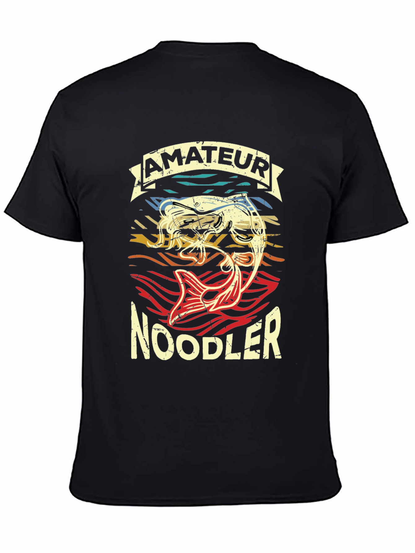 Black Amateur Noodler T-Shirt Funny Fishing Tee view 4