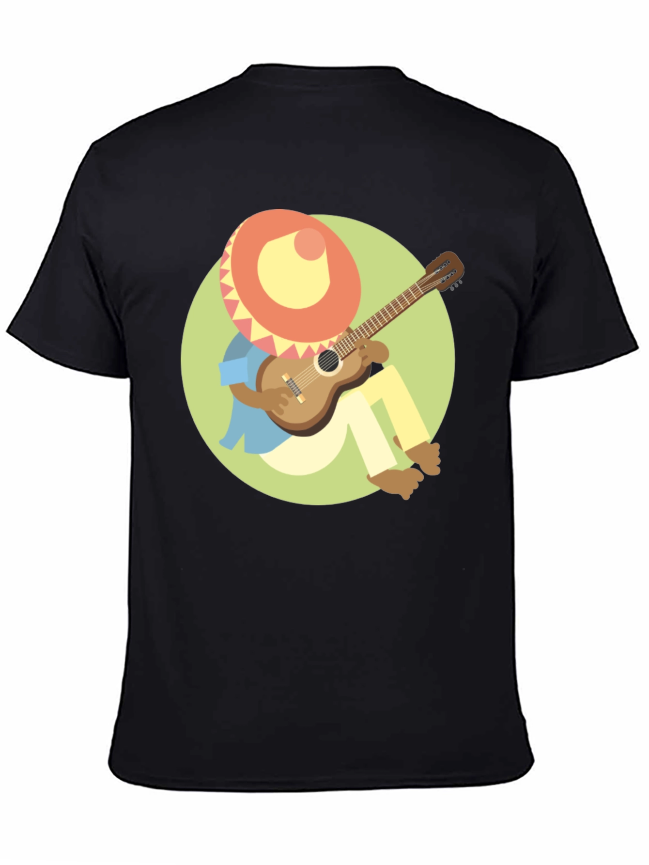 Black Mariachi Cartoon Graphic T-Shirt view 4