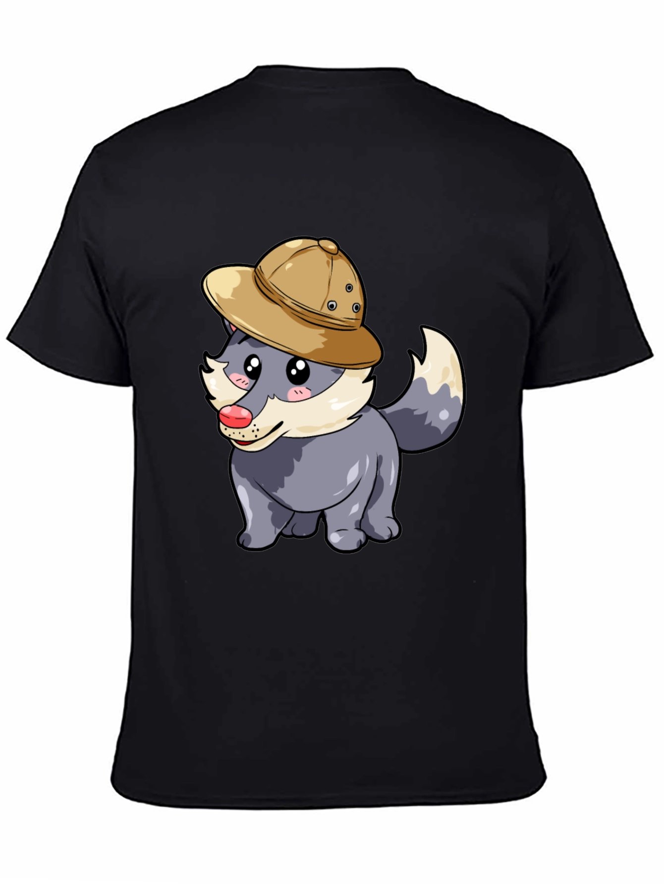 Black Safari Wolf Graphic Tee - Cute Animal Design view 4
