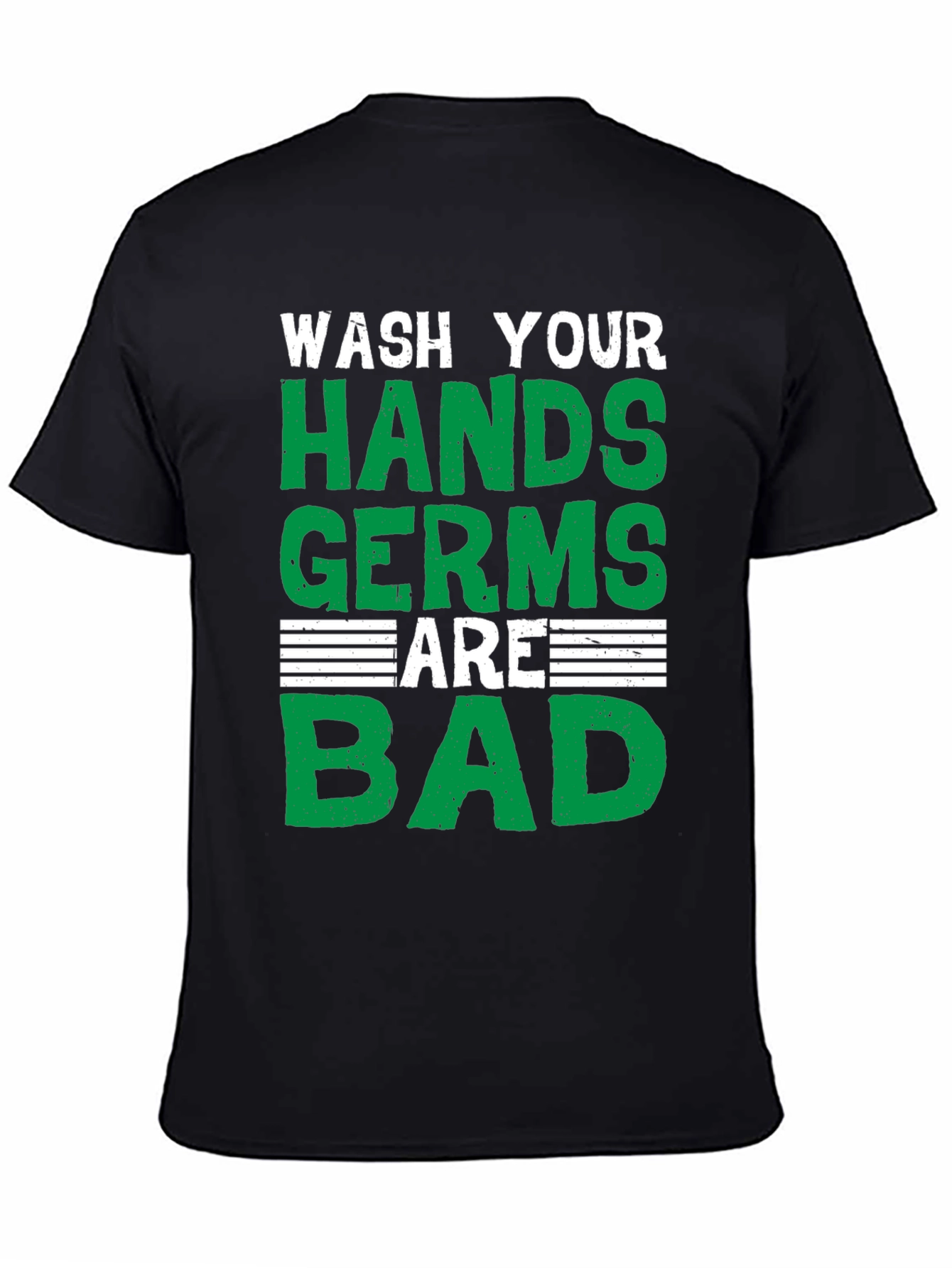 Black Wash Your Hands T-Shirt: Germs Are Bad view 4