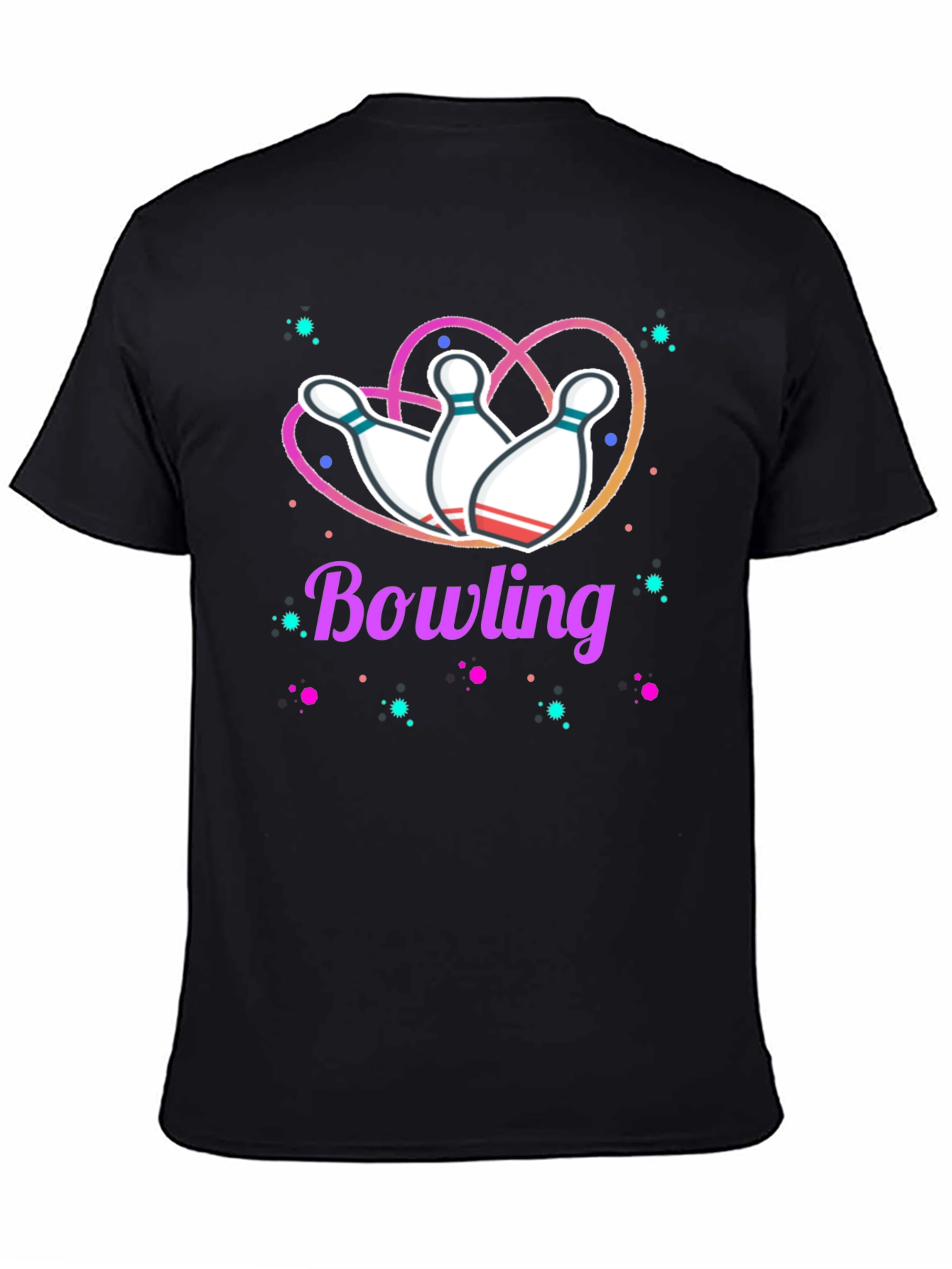 Black Bowling Heart T-Shirt - Perfect for Bowling Enthusiasts view 4