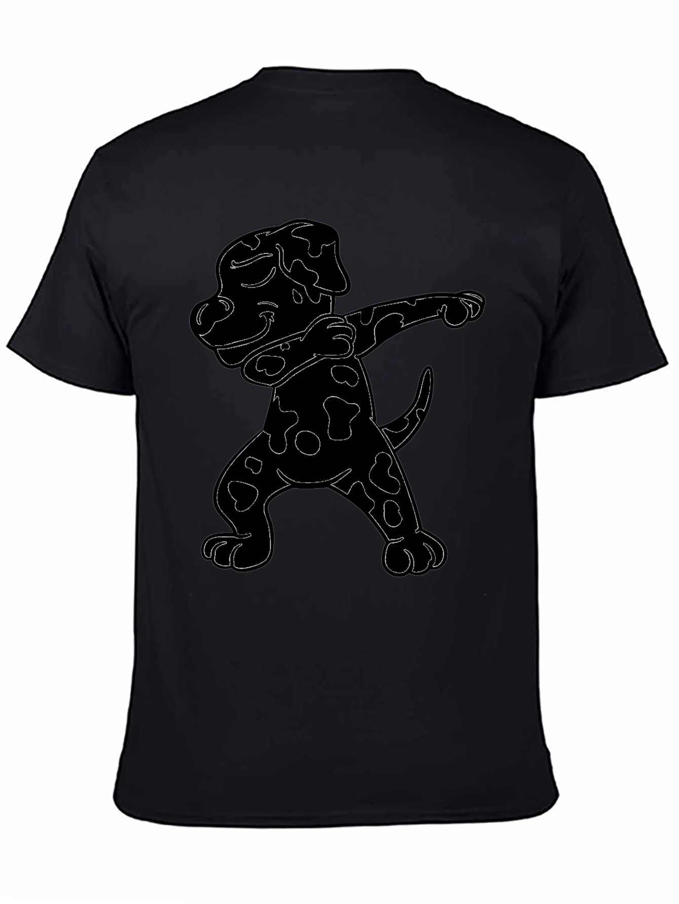 Black Dabbing Dalmatian Graphic Tee - Black Cotton T-Shirt view 4