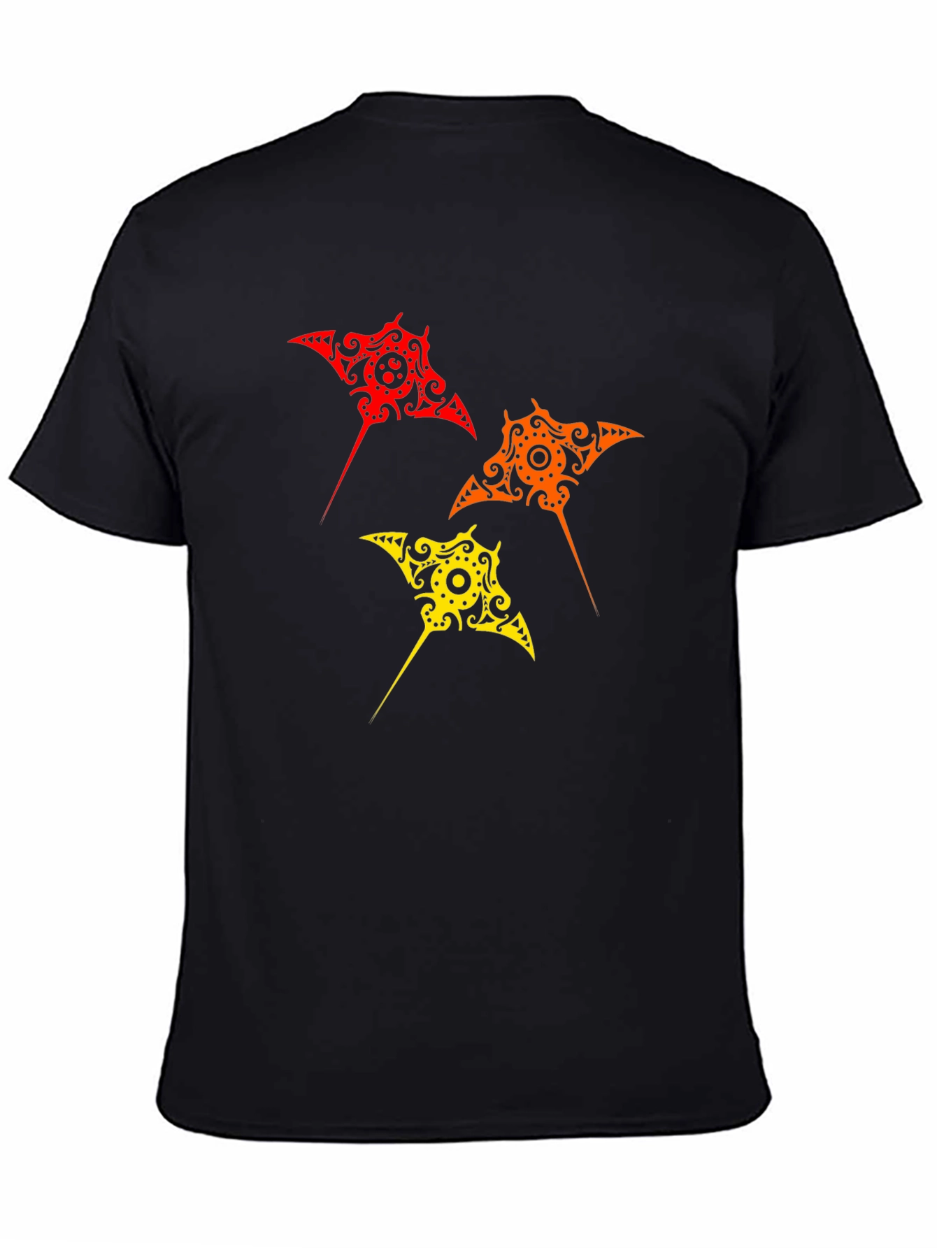 Black Manta Ray Graphic Tee - Unique Tribal Design view 4