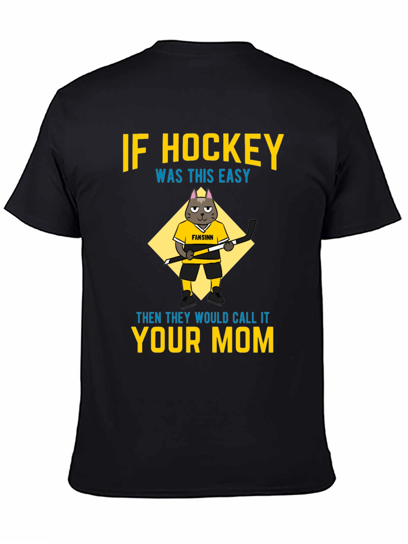 Black Funny Hockey Mom T-Shirt - Cat Graphic Tee view 4