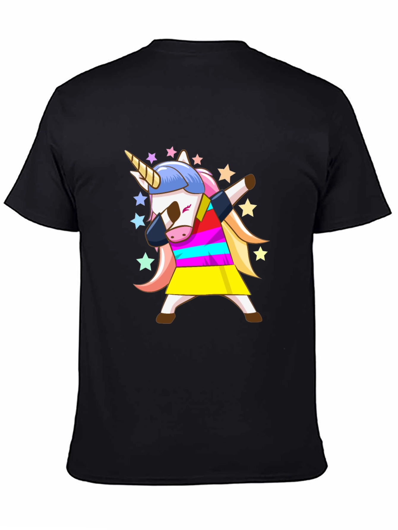 Black Dabbing Unicorn Black T-Shirt - Fun Cartoon Graphic Tee view 4