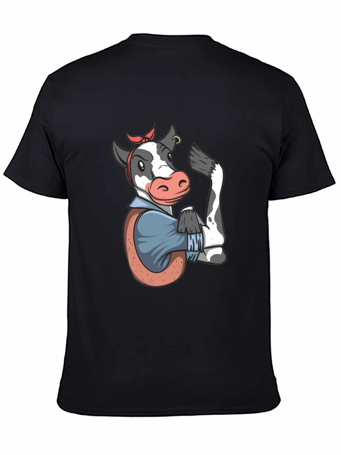 We Can Do It Cow T-Shirt - Black - 4