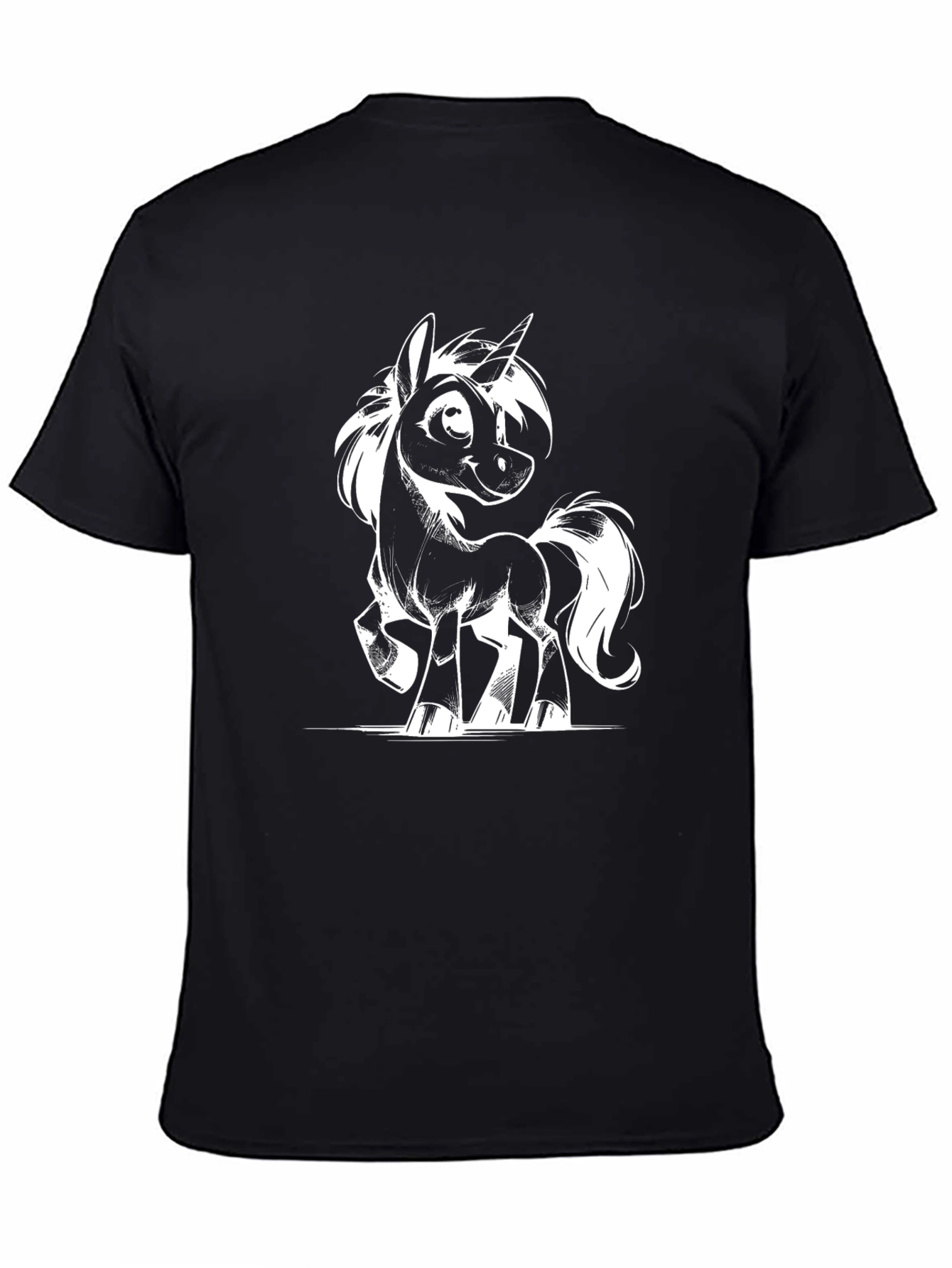 Black Unicorn Graphic Tee - Black Cotton T-Shirt view 4