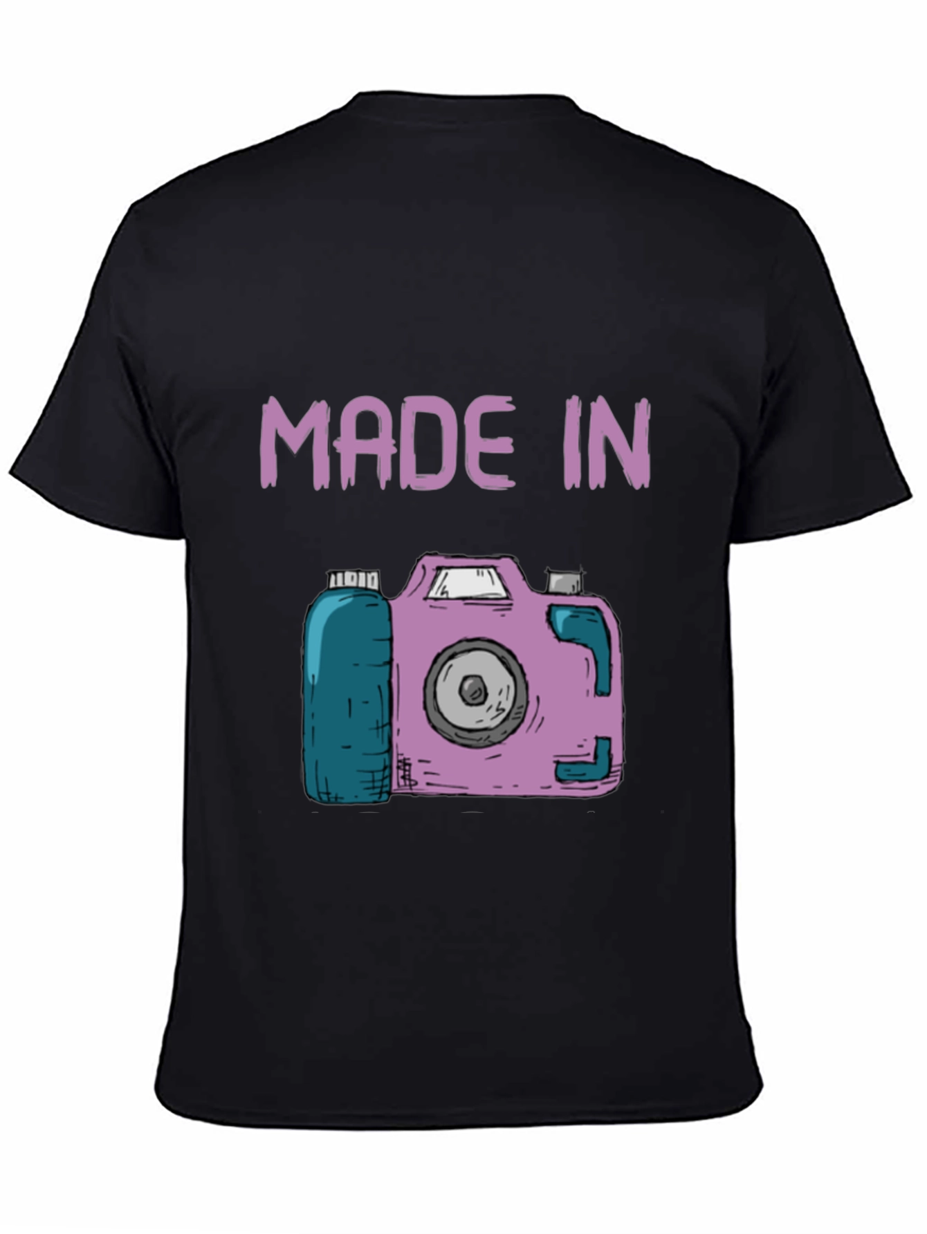 Black Made In Camera T-Shirt - Fun Novelty Tee view 4
