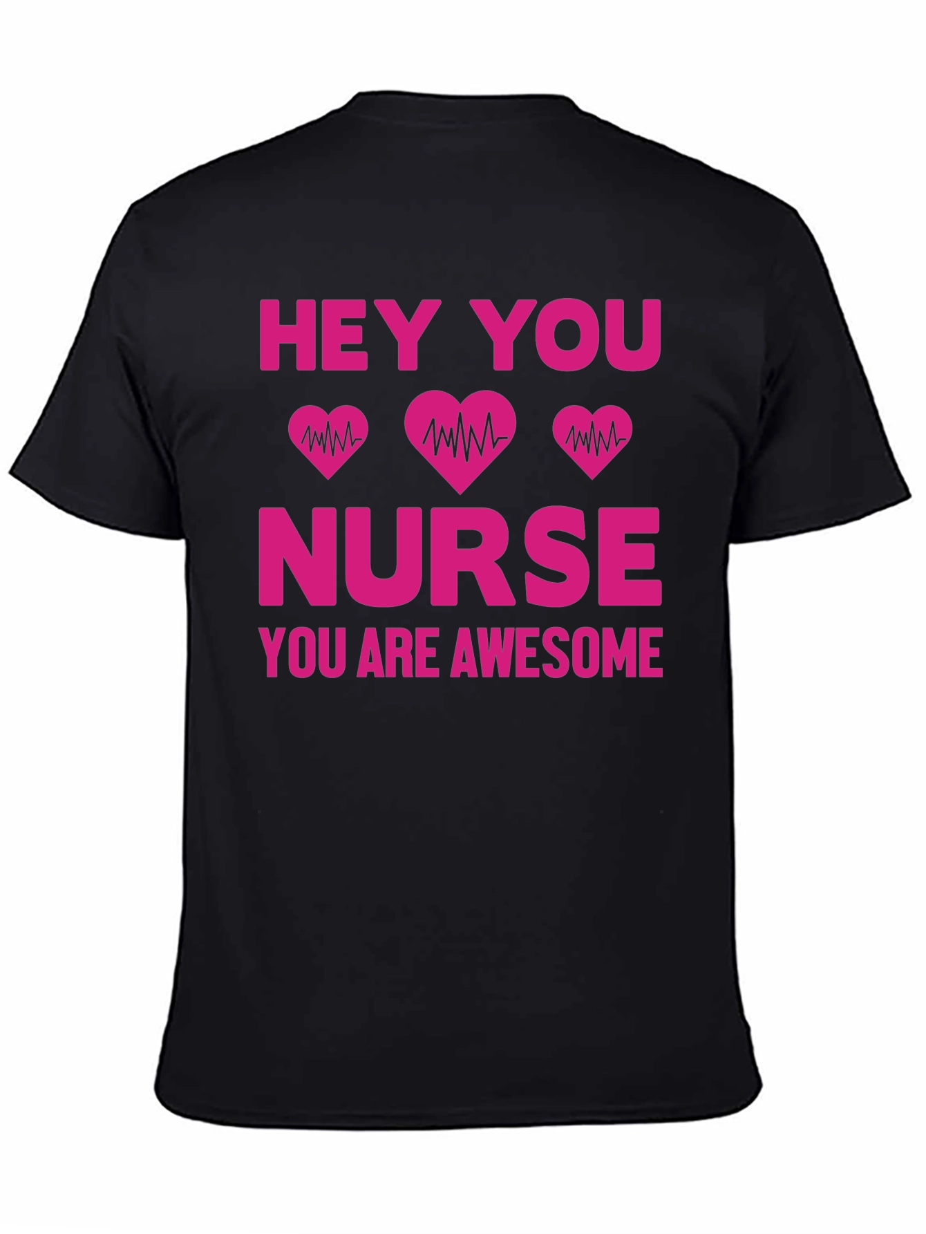 Black Hey You Nurse Awesome Graphic Tee view 4