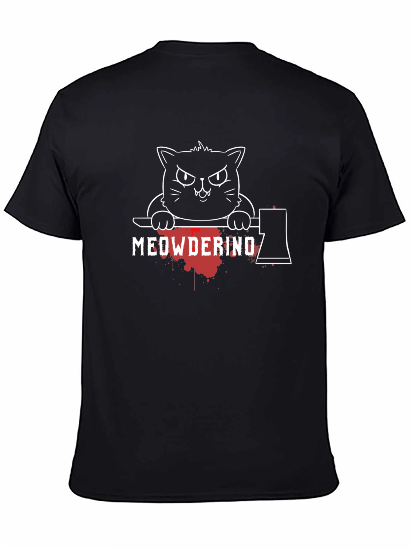 Black Meowderino Graphic Tee - Killer Cat Shirt view 4