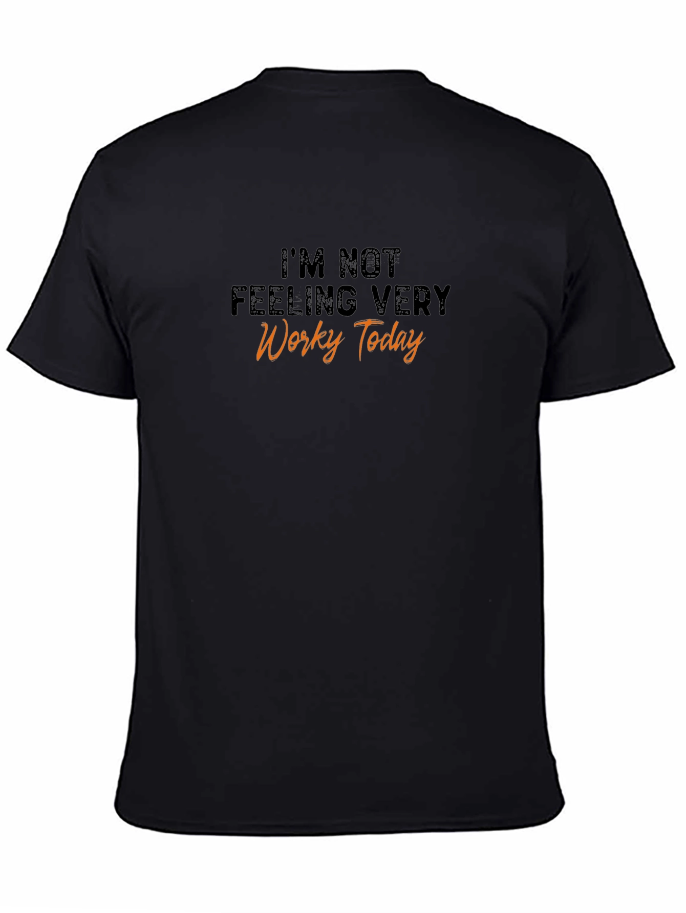 Black Funny "Worky" Black Graphic T-Shirt view 4