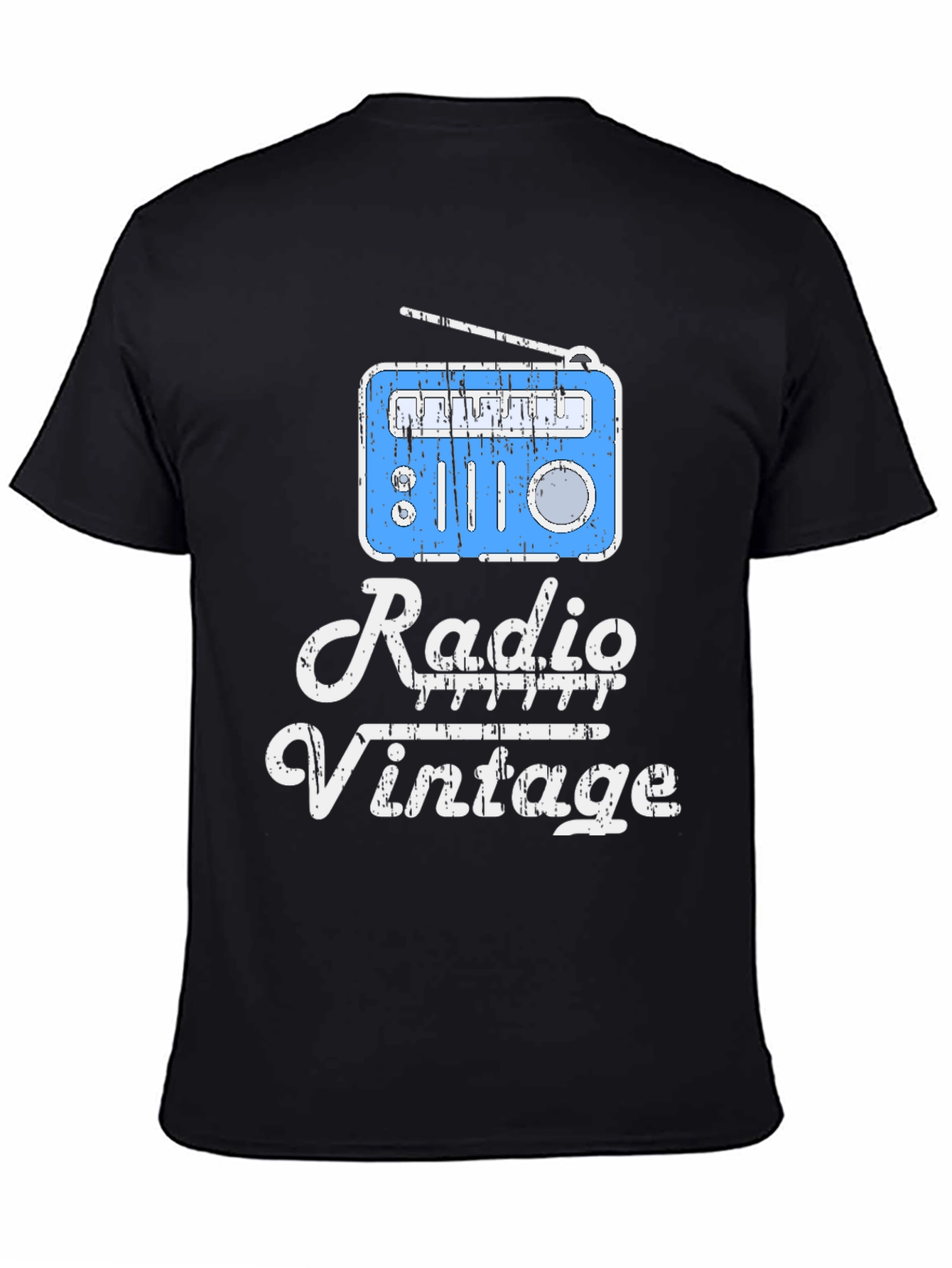 Black Vintage Radio T-Shirt - Retro Style view 4