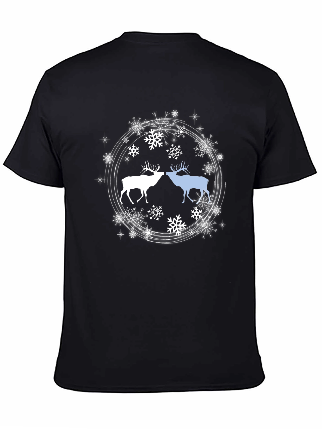 Black Winter Elk Graphic Tee - Black Cotton Blend view 4