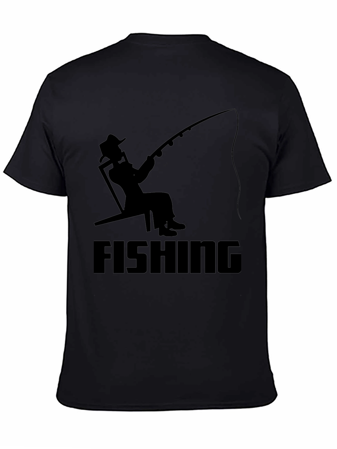 Black Fishing Silhouette Graphic T-Shirt - Black view 4