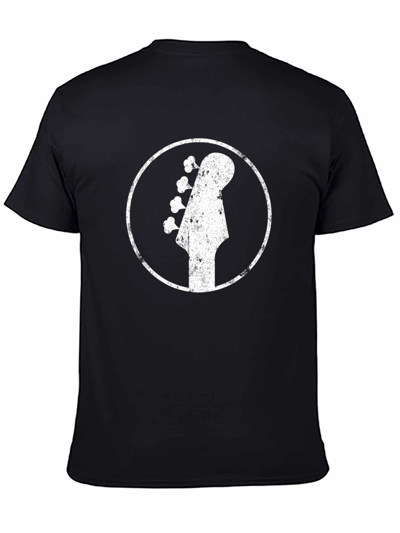 Black Bass Guitar Headstock Graphic Tee - Black Cotton T-Shirt view 4