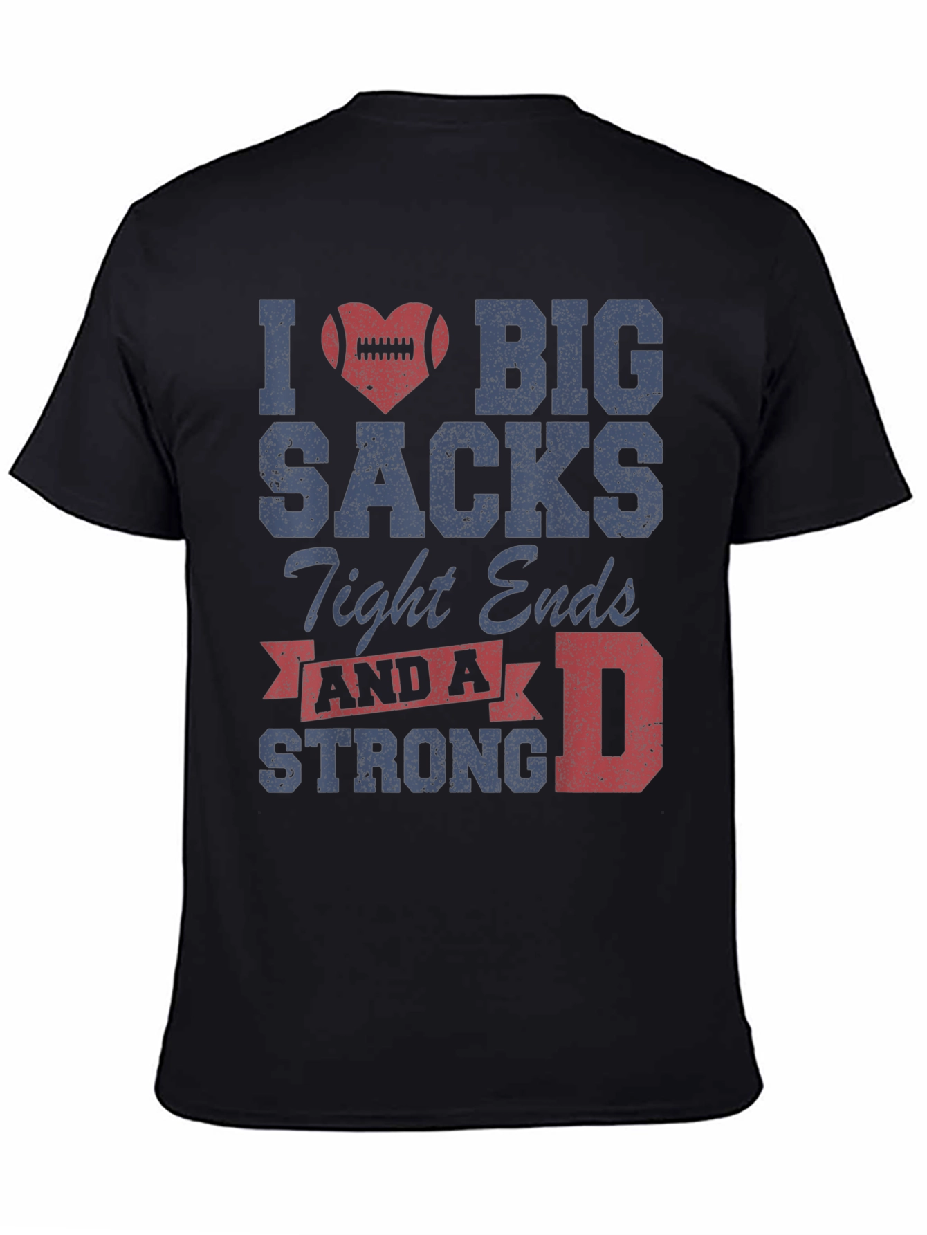 Black I Heart Big Sacks T-Shirt - Football Humor Tee view 4